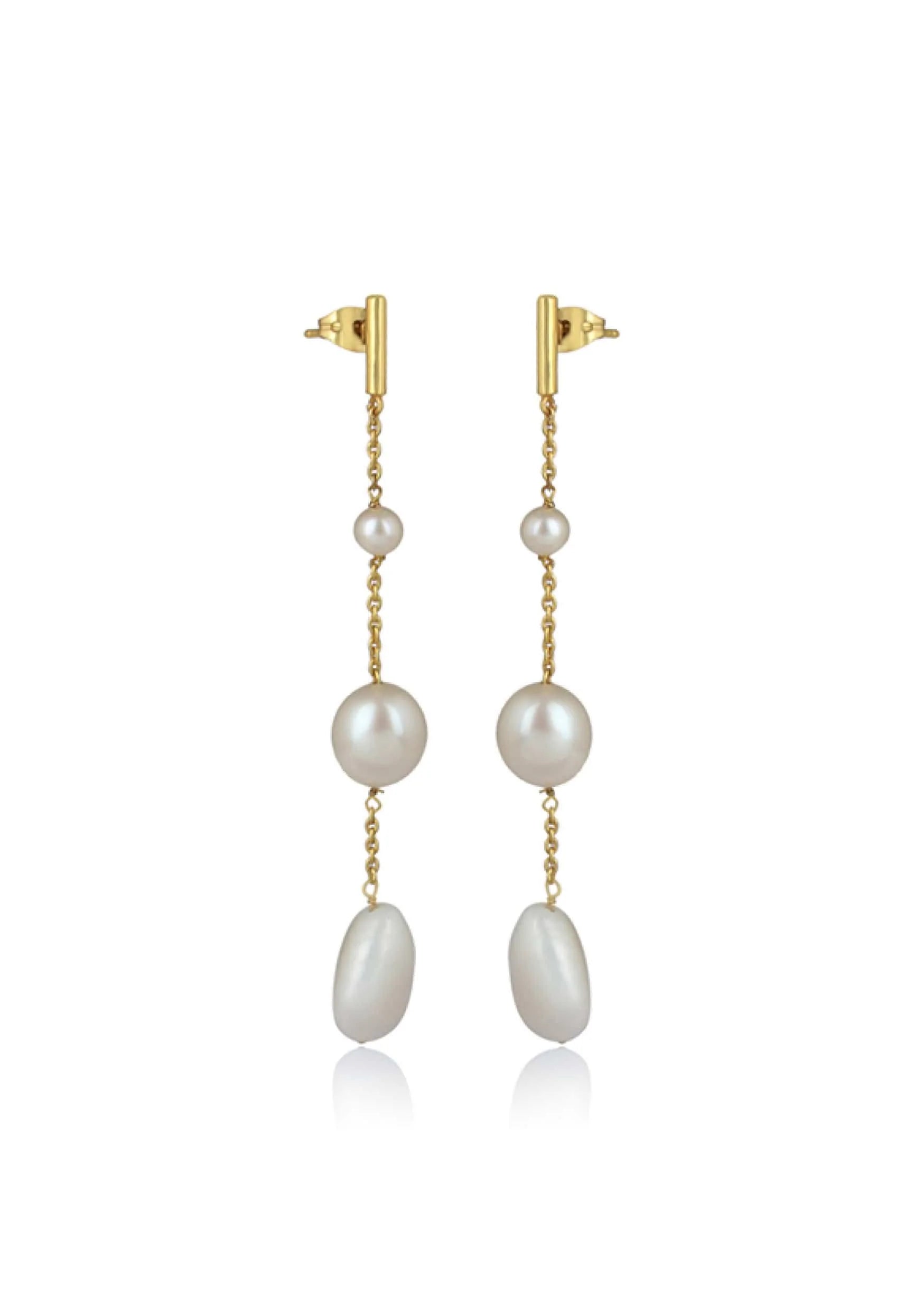 Lola Knight - Alora - Minimal Bridal Pearl Earrings - 18CT Gold