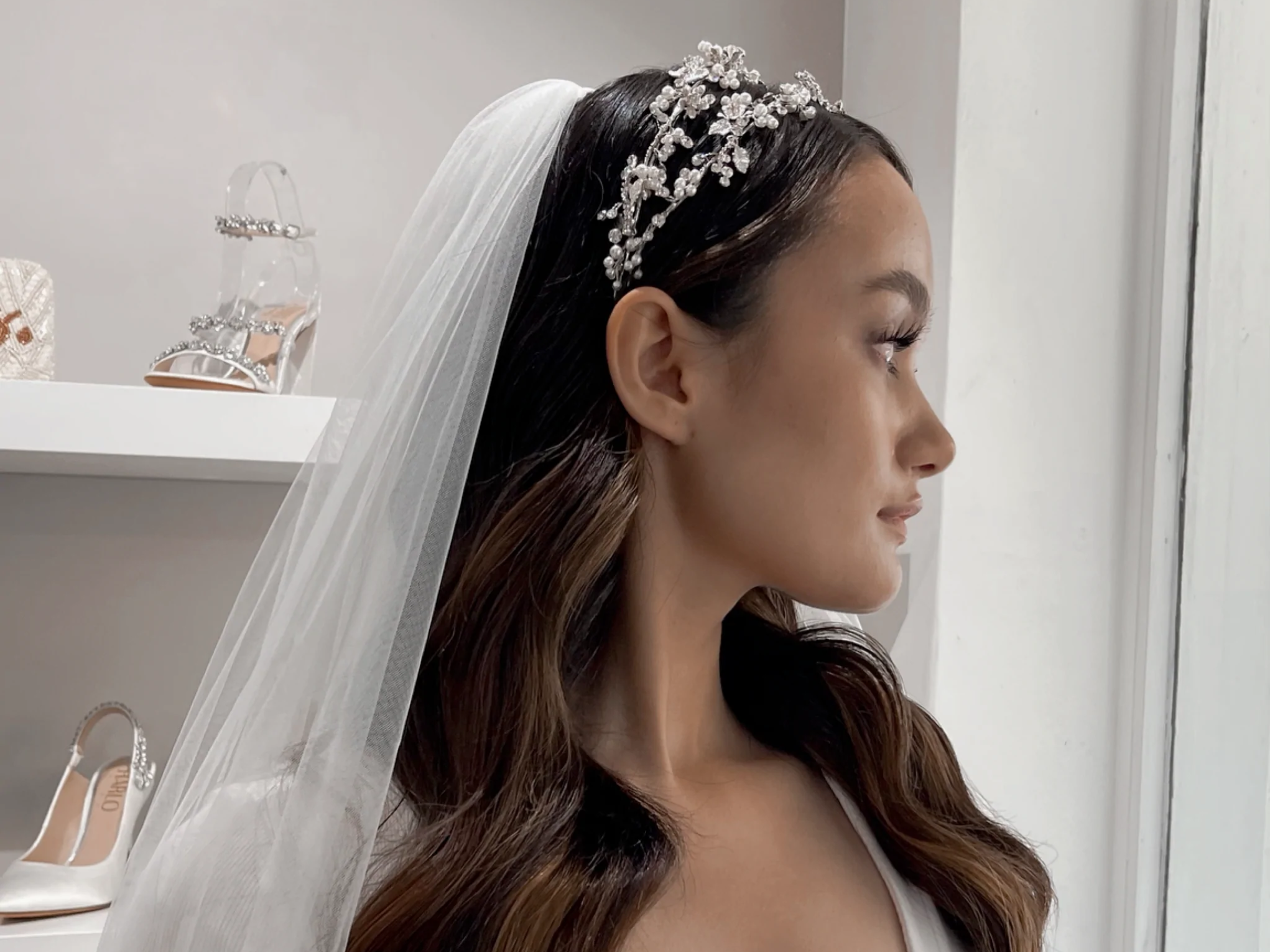 Buy Arlo - Floral Crystal & Pearl Bridal Double Headband online | The White Collection Australia
