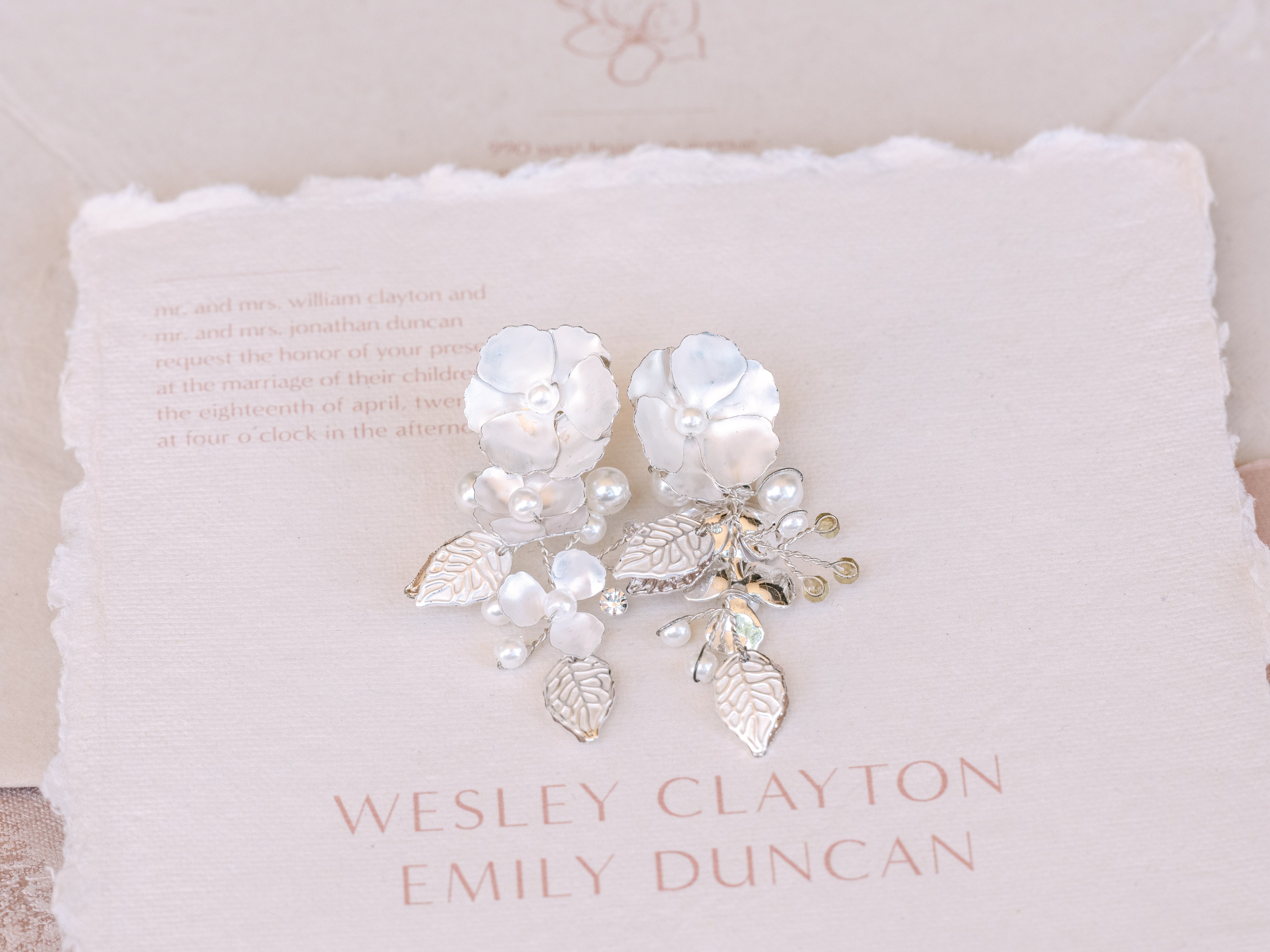 Aurelia - Floral Pearl Crystal Bridal Earrings