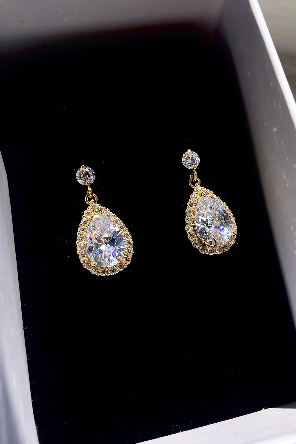 Buy Estelle - Dainty Crystal Bridal Drop Earrings online | The White Collection Australia