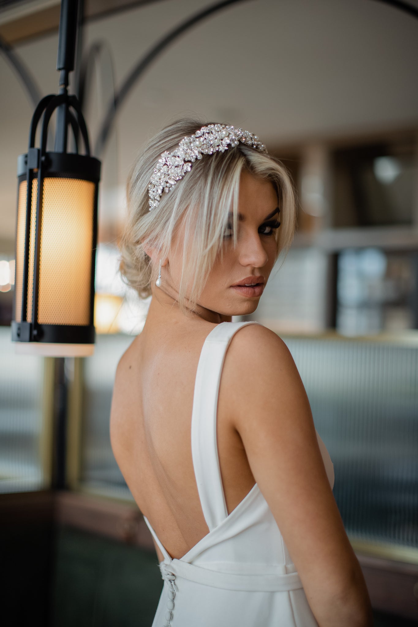 Buy Penelope - Elegant Pearl Drop Bridal Earrings online | The White Collection Australia
