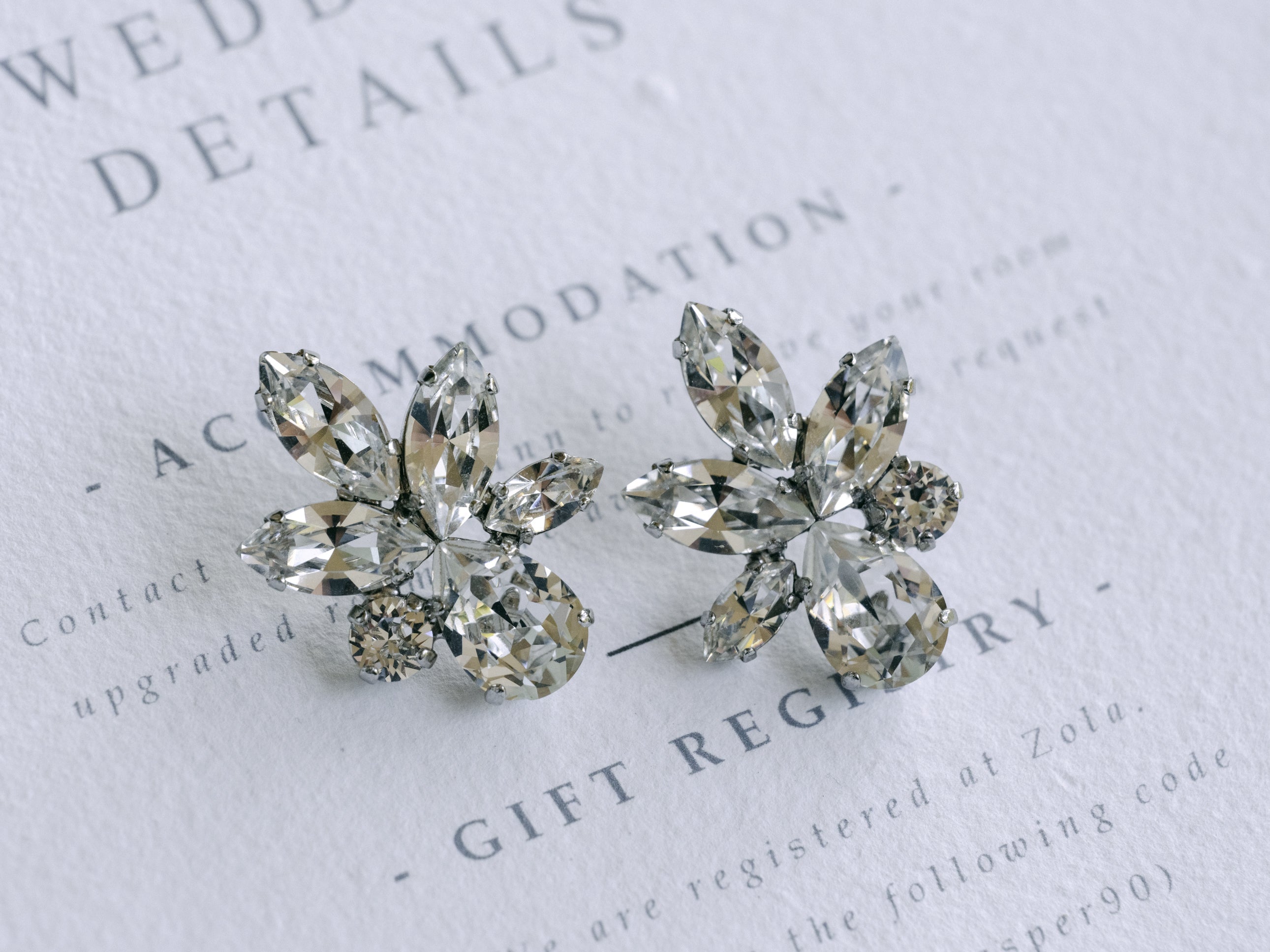 Elina Pearl - Silver & Pearl Statement Swarovski Cluster Bridal Earrings