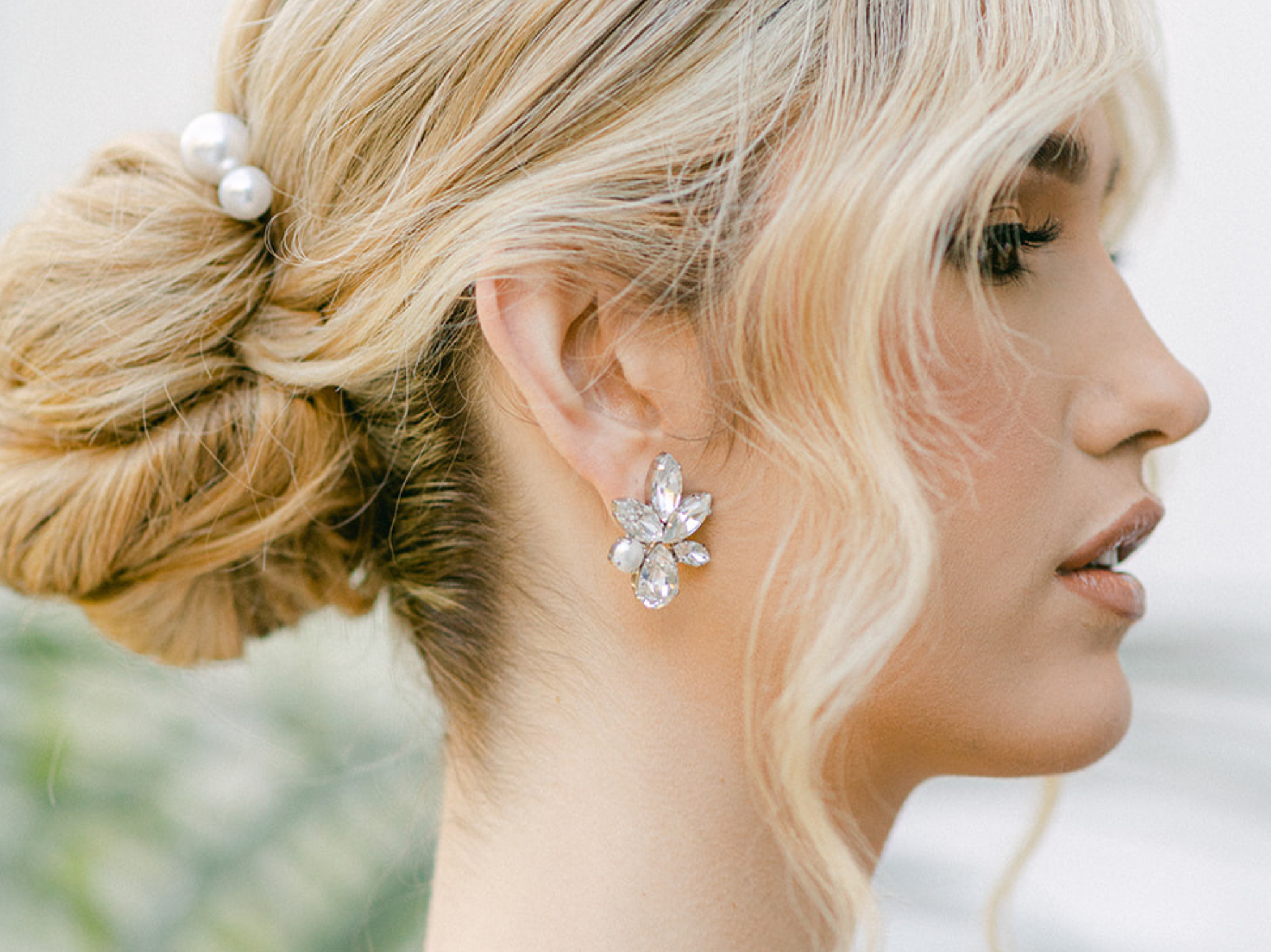 Elina - Silver Statement Swarovski Cluster Bridal Earrings