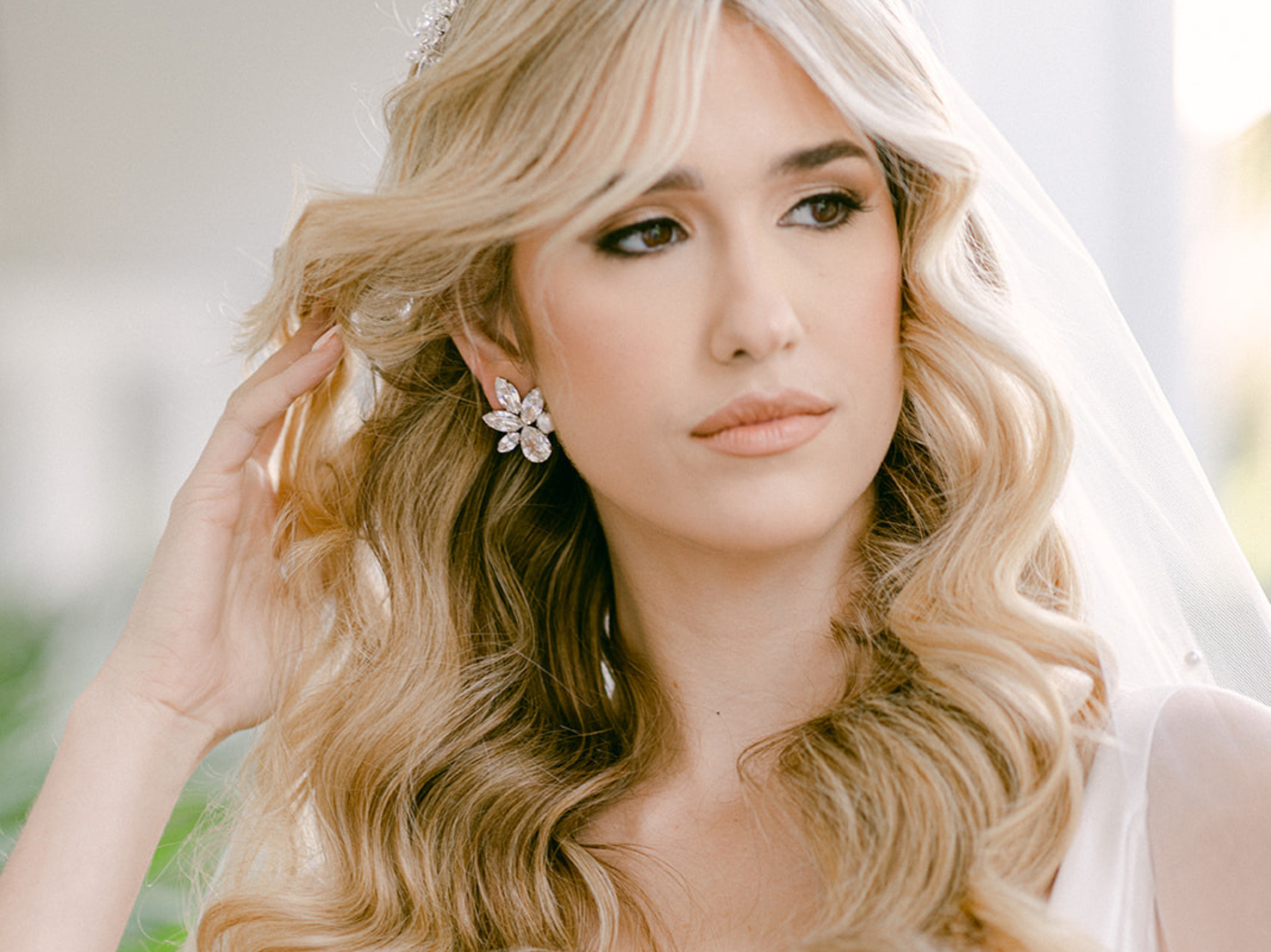 Elina - Silver Statement Swarovski Cluster Bridal Earrings
