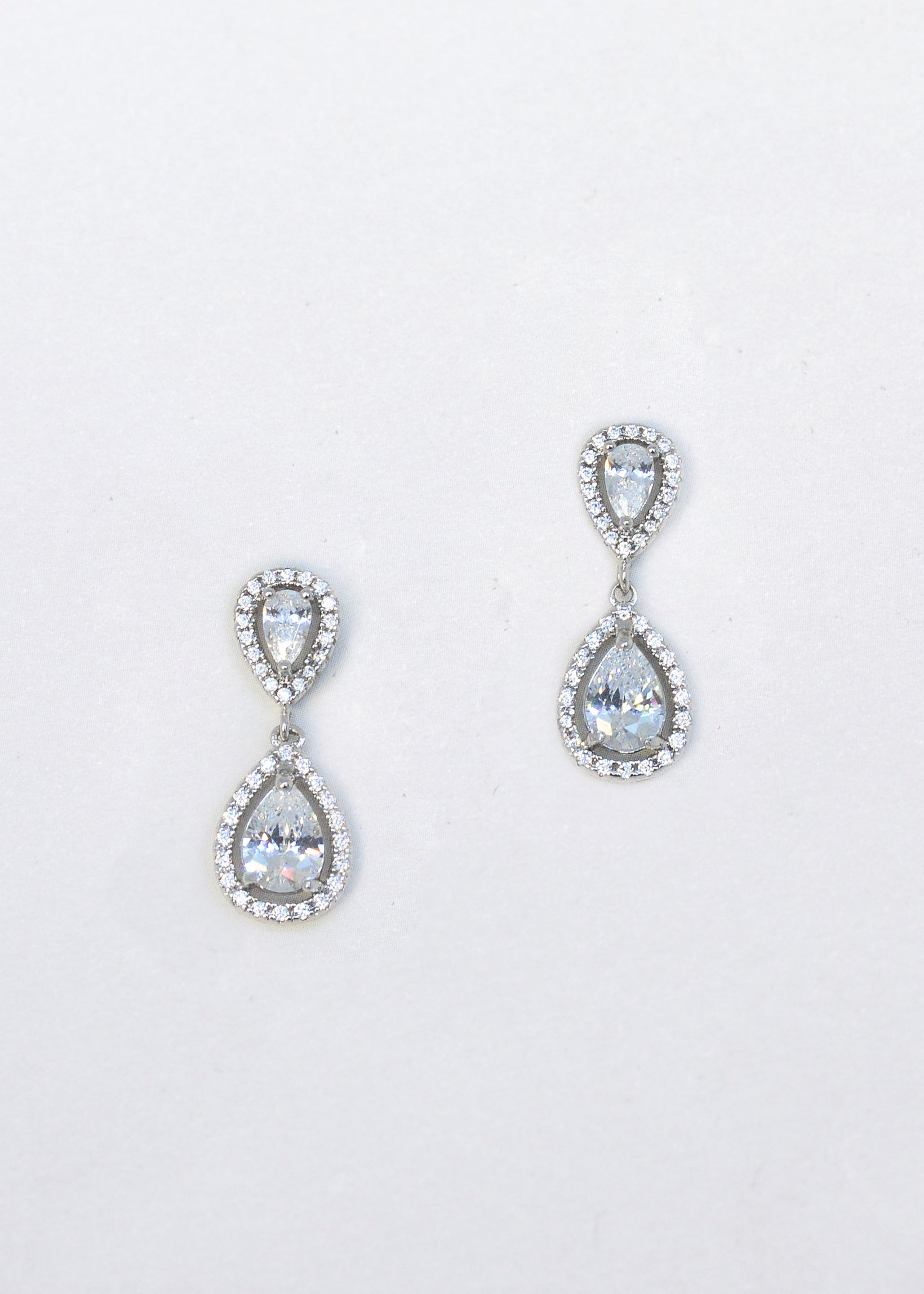 Buy Grace - Modern Crystal Teardrop Bridal Earrings online | The White Collection Australia