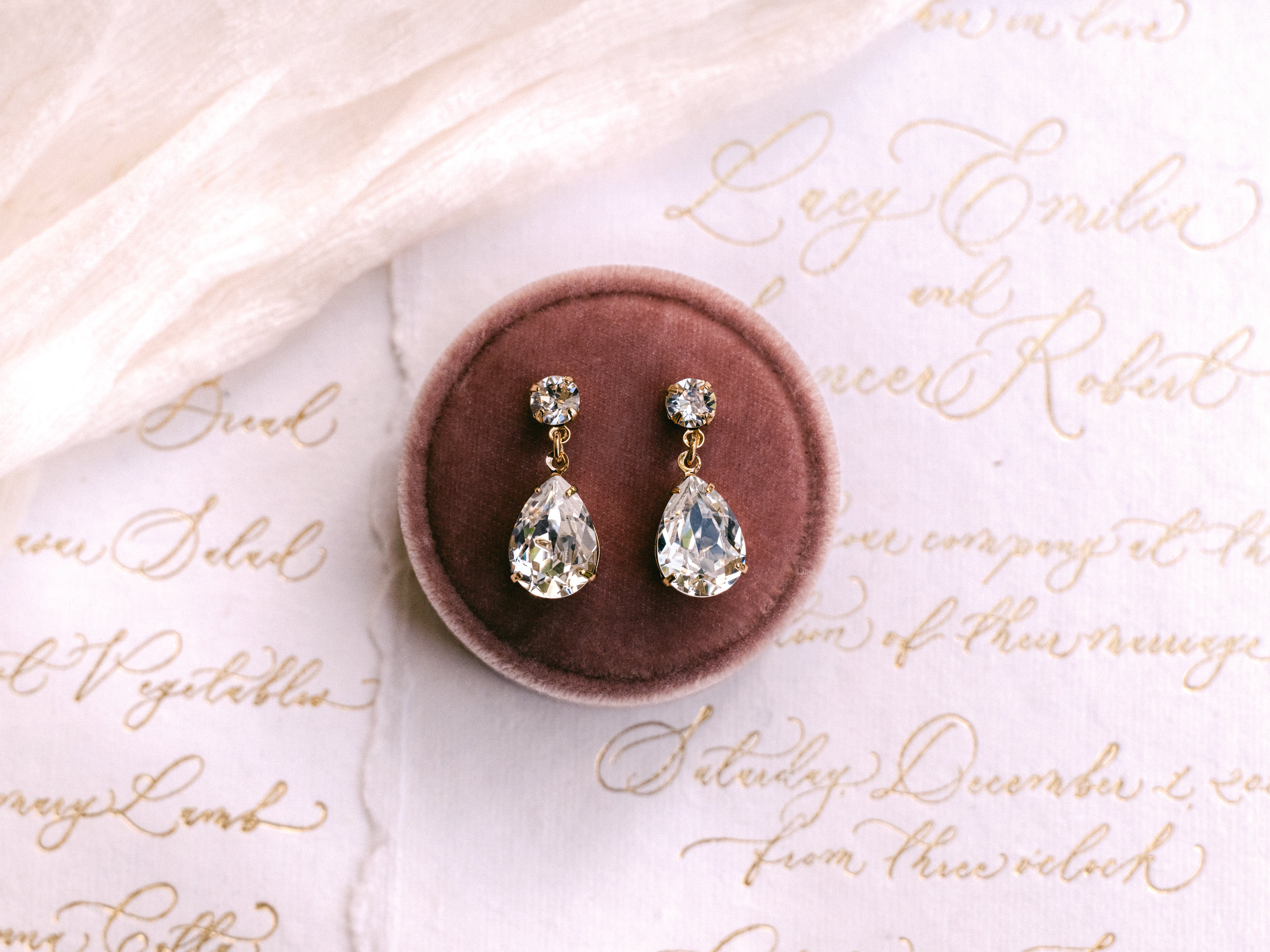 Buy Hannah - Swarovski Pear Drop Bridal Earrings online | The White Collection Australia