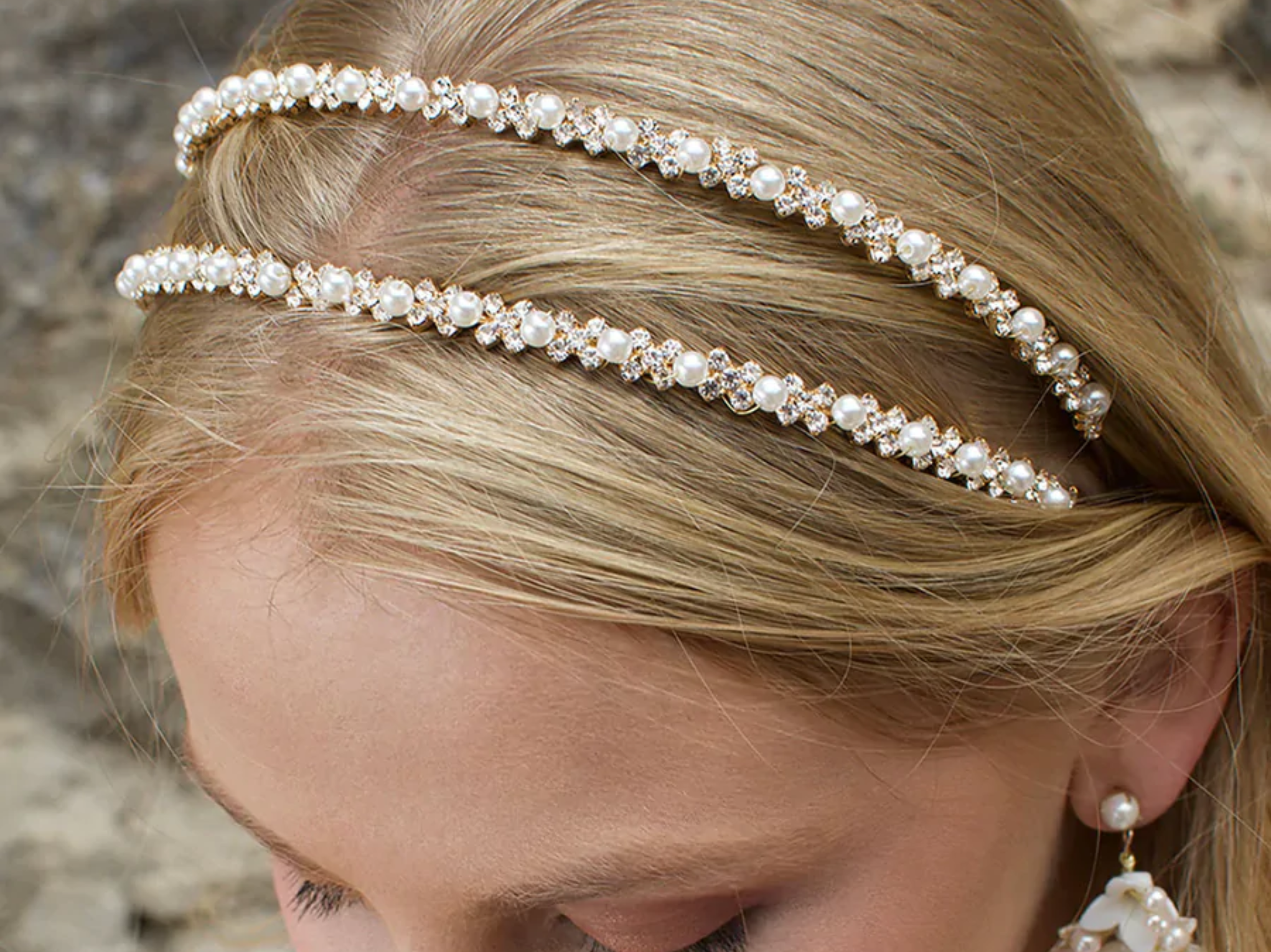 Buy Lauren - Crystal & Pearl Bridal Double Headband online | The White Collection Australia
