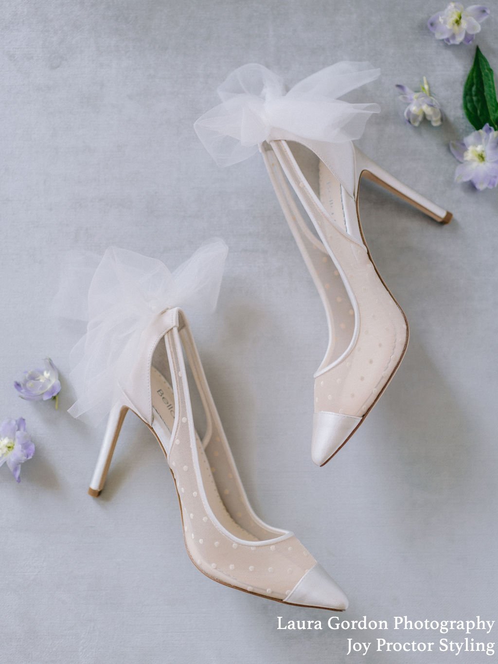 Matilda - Polka Dot Ivory Pump With Tulle Bow