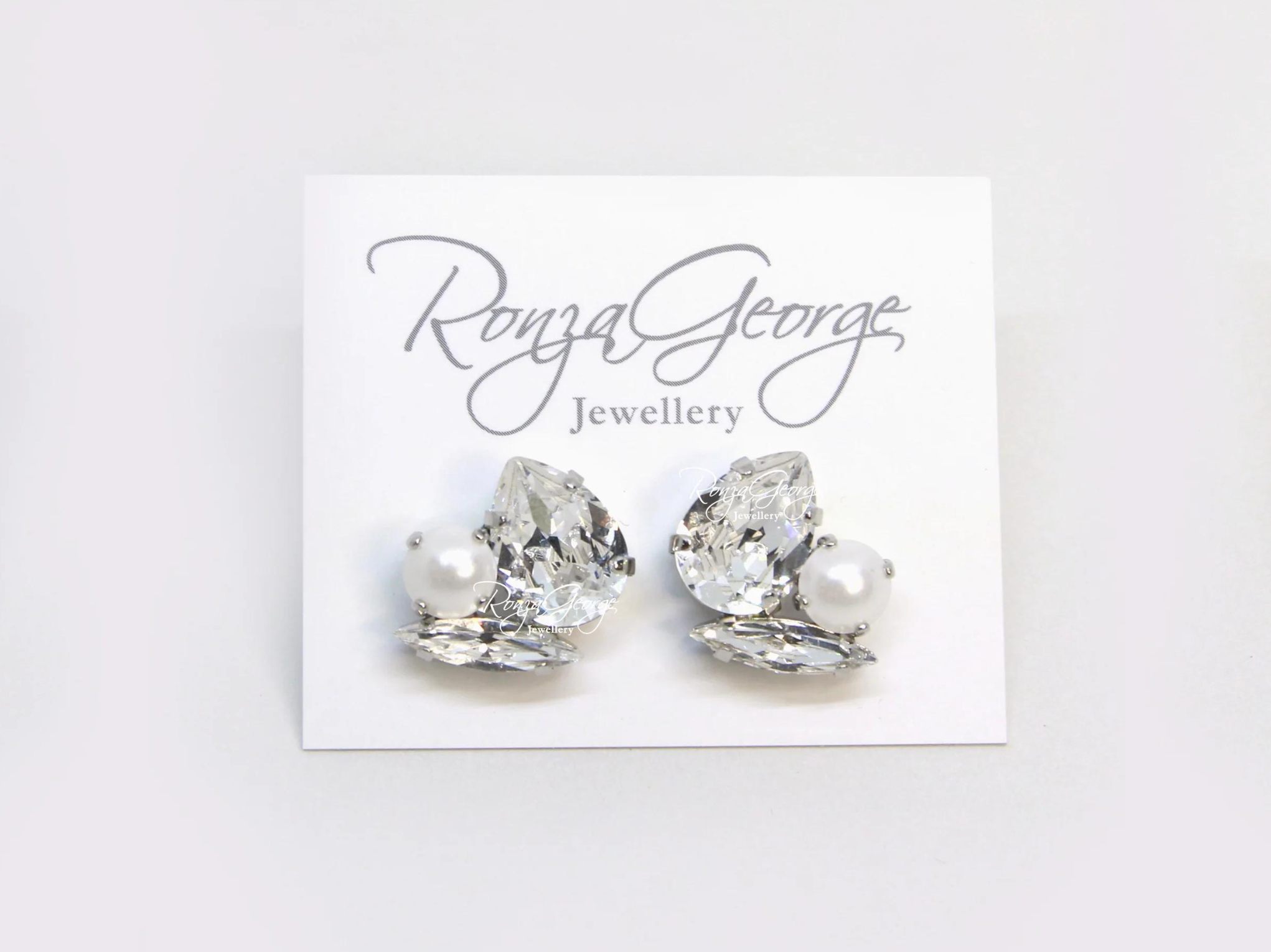 Bau - Silver Swarovski Bridal Cluster Stud Earrings