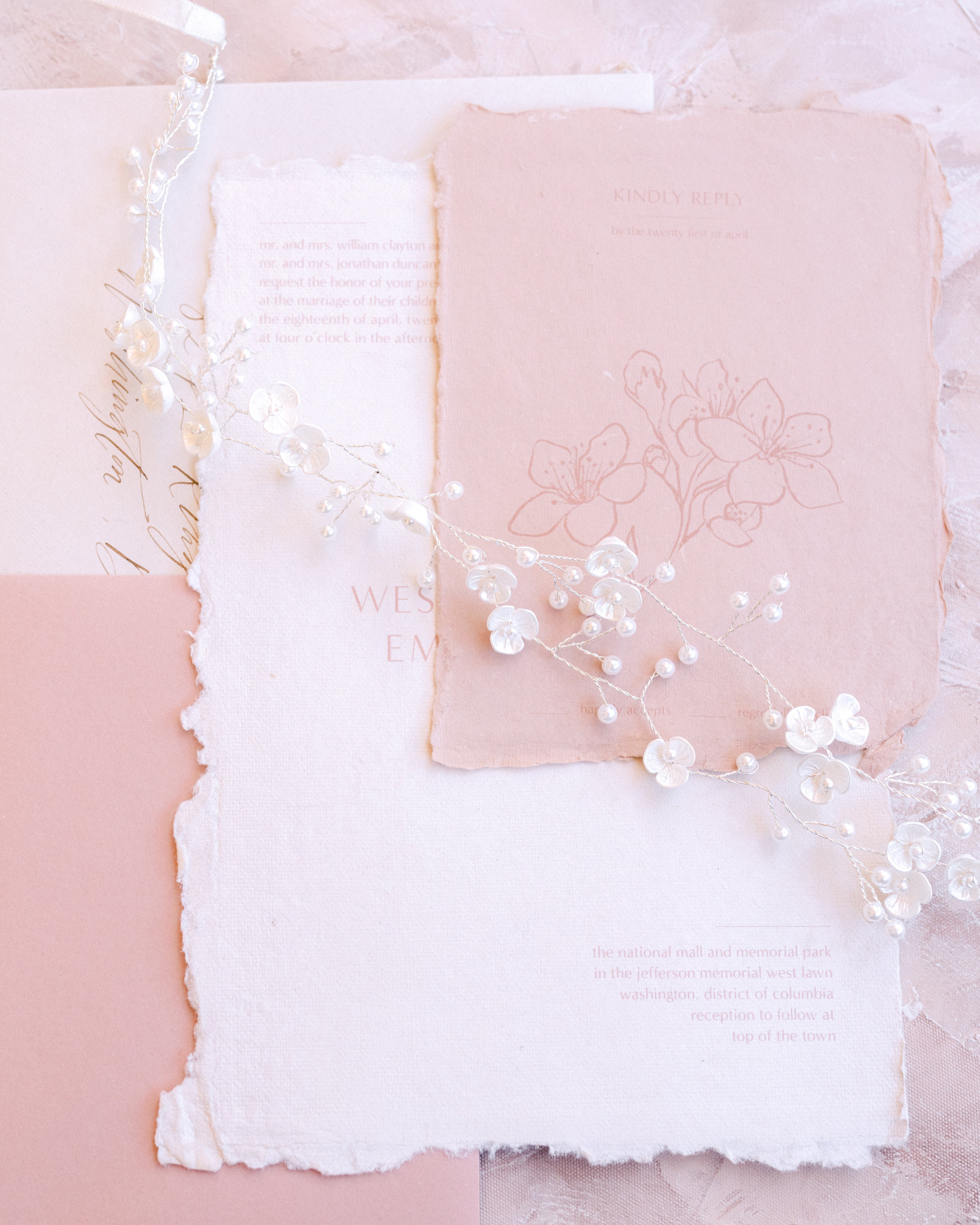 Rosie - Pearl Flower Bridal Hair Vine