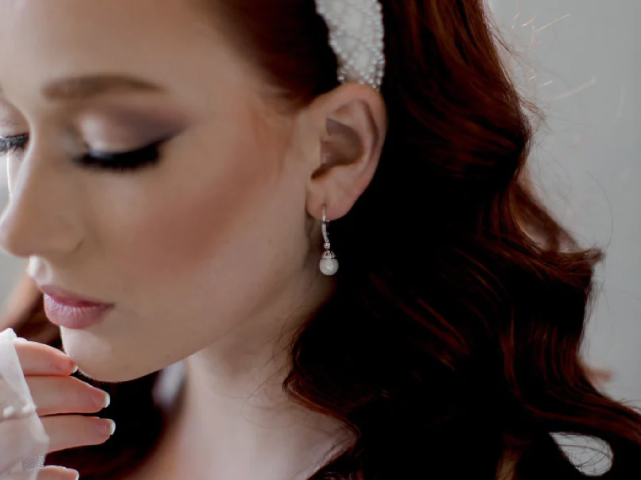 Buy Addison - Elegant Crystal Pearl Bridal Drop Earrings online | The White Collection Australia