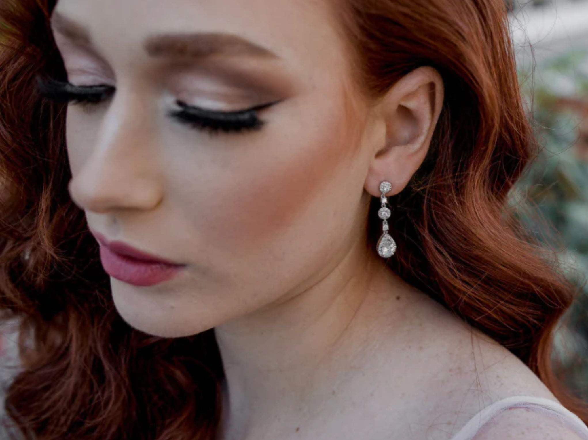 Buy Lydia - Long Bridal Crystal Drop Earrings online | The White Collection Australia