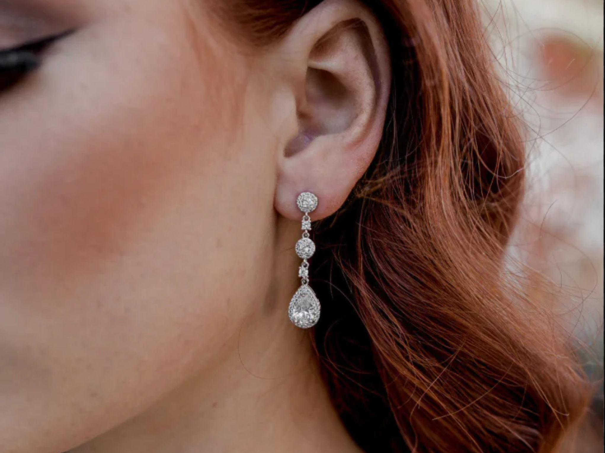 Buy Lydia - Long Bridal Crystal Drop Earrings online | The White Collection Australia
