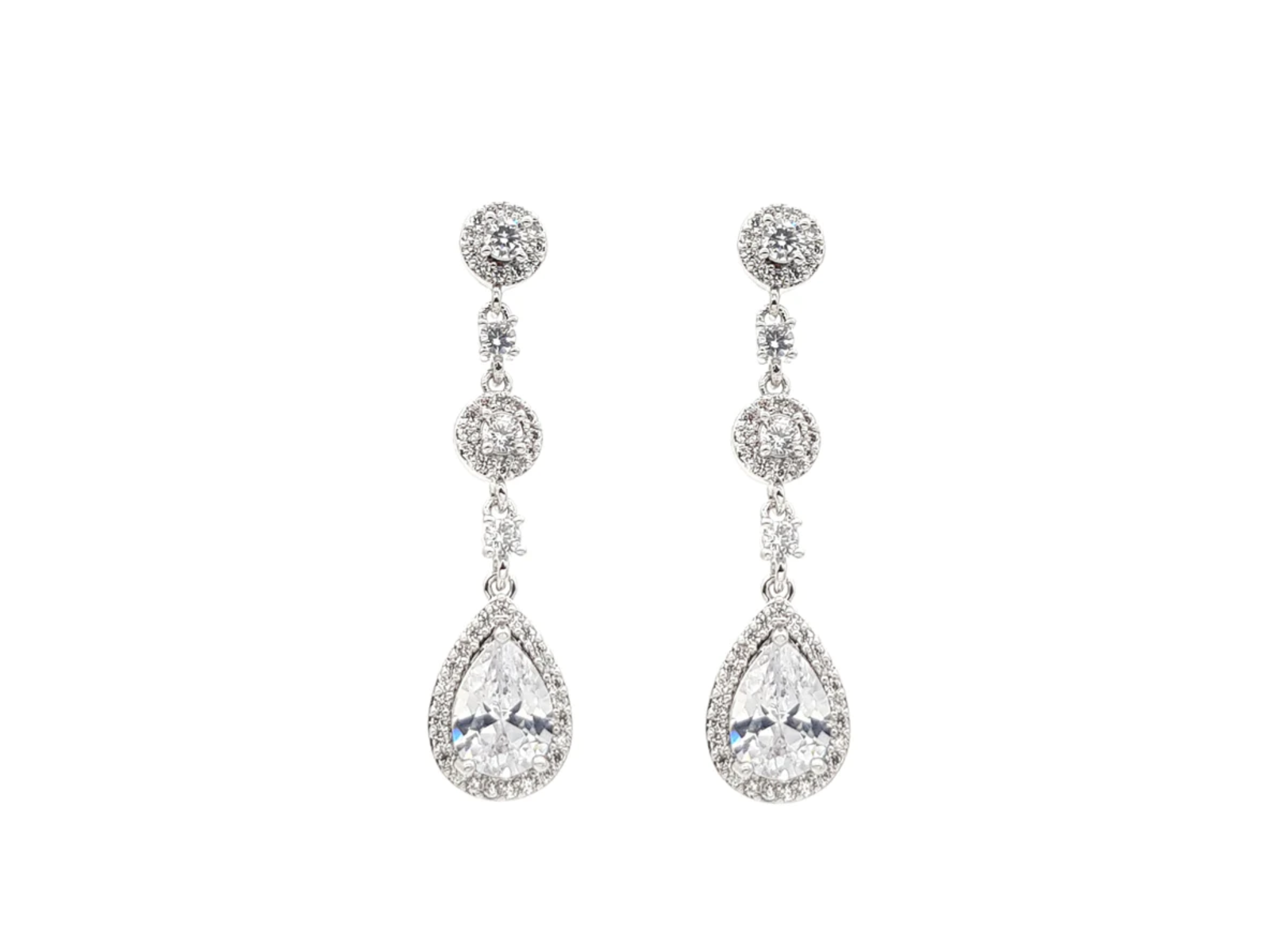 Buy Lydia - Long Bridal Crystal Drop Earrings online | The White Collection Australia