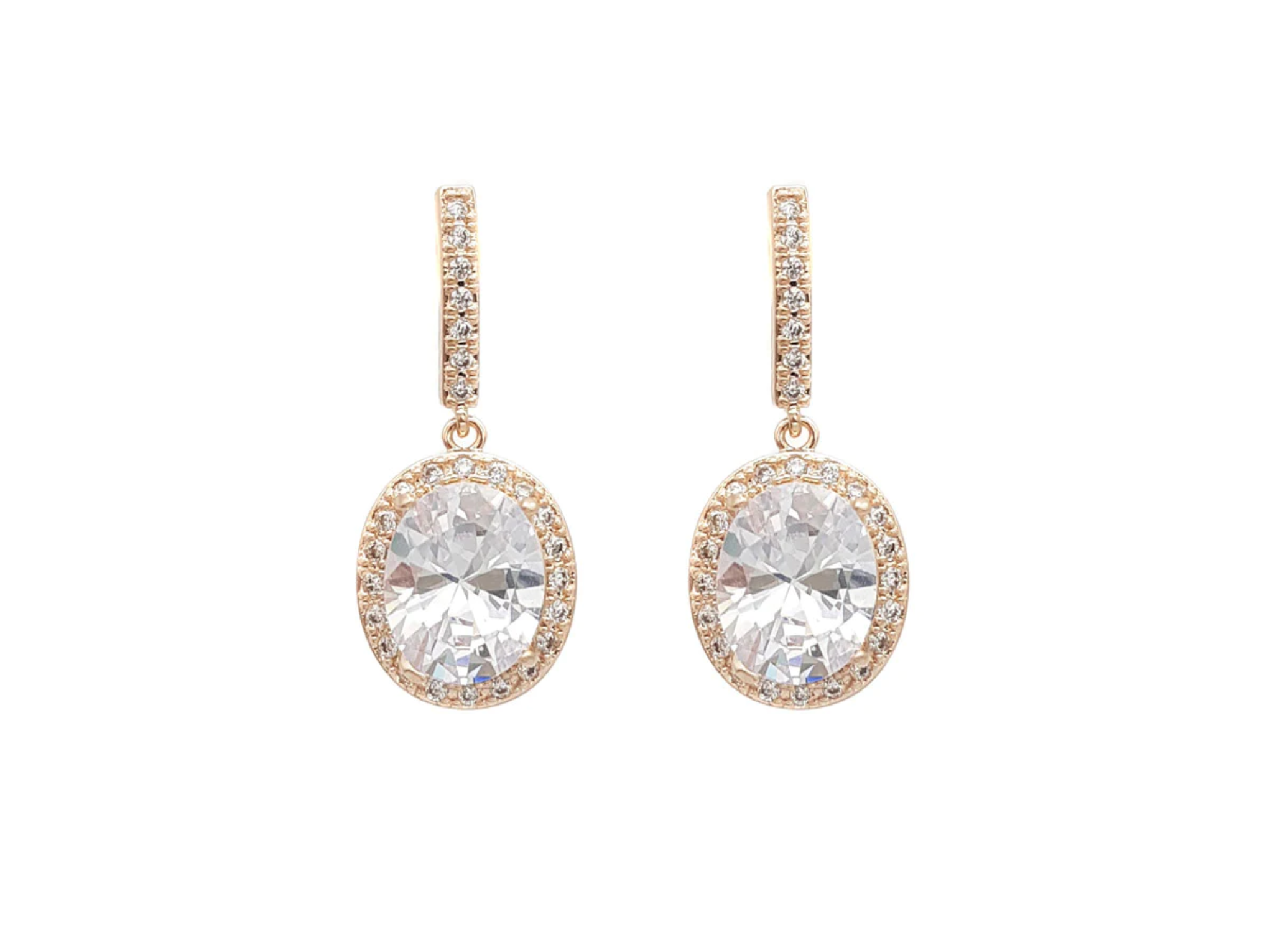 Buy Genevieve - Crystal Oval Bridal Drop Earrings online | The White Collection Australia
