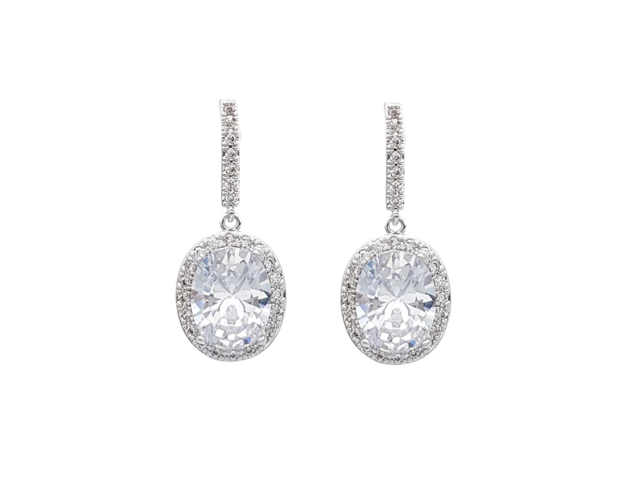 Buy Genevieve - Crystal Oval Bridal Drop Earrings online | The White Collection Australia