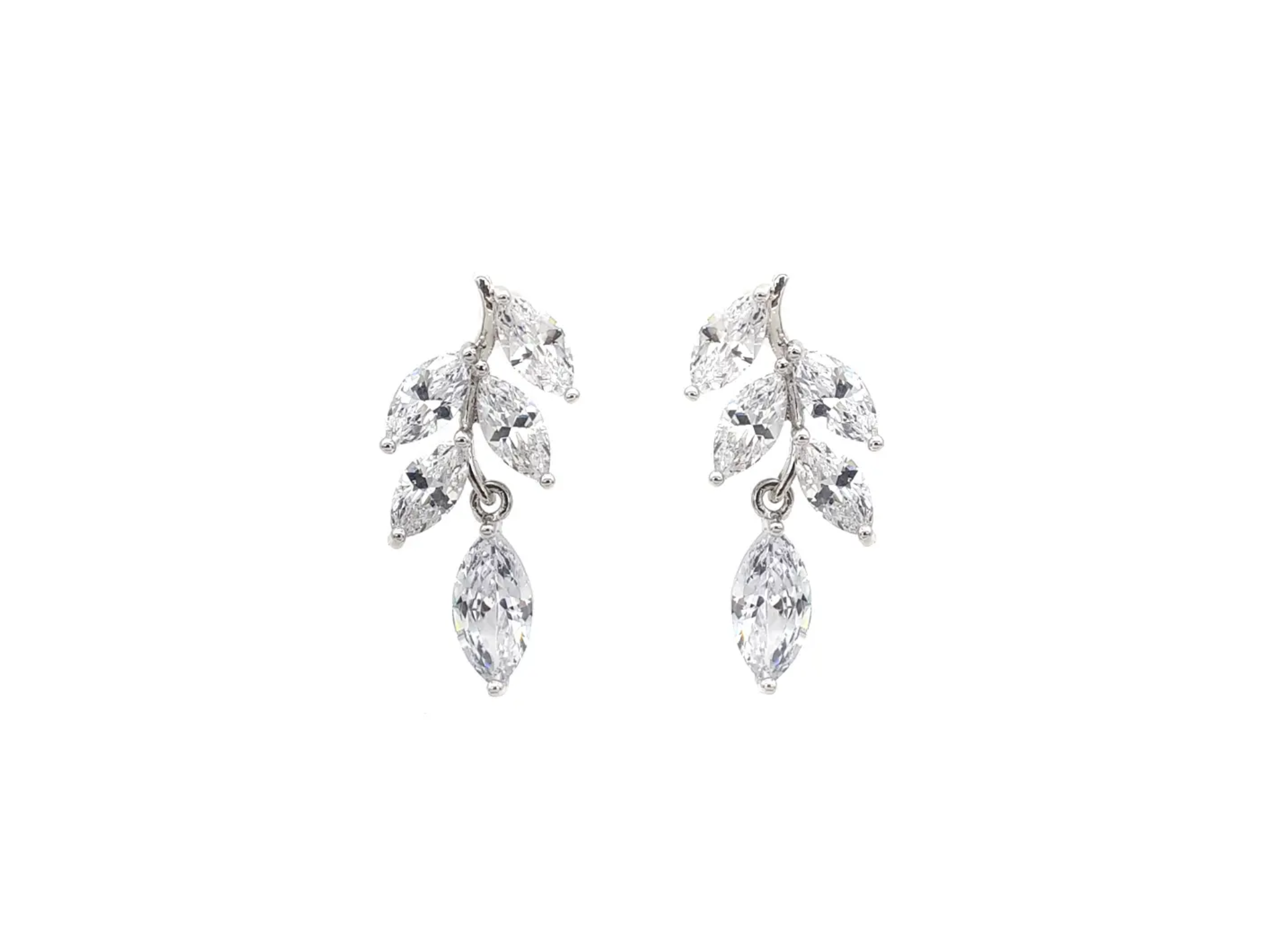 Buy Eve - Crystal Dainty Leaf Drop Bridal Earrings online | The White Collection Australia