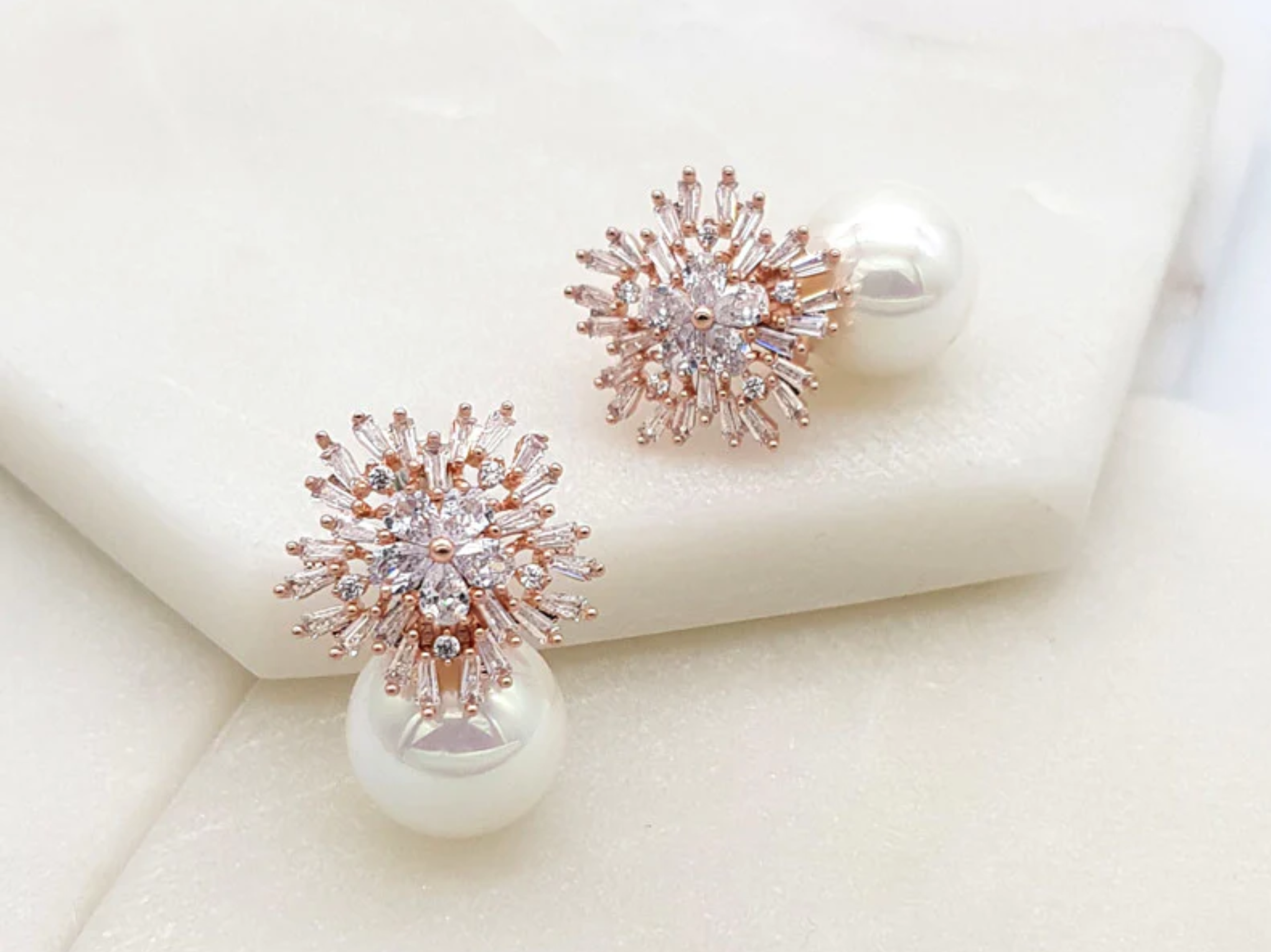 Ivy - Statement Crystal Pearl Bridal Stud Earrings