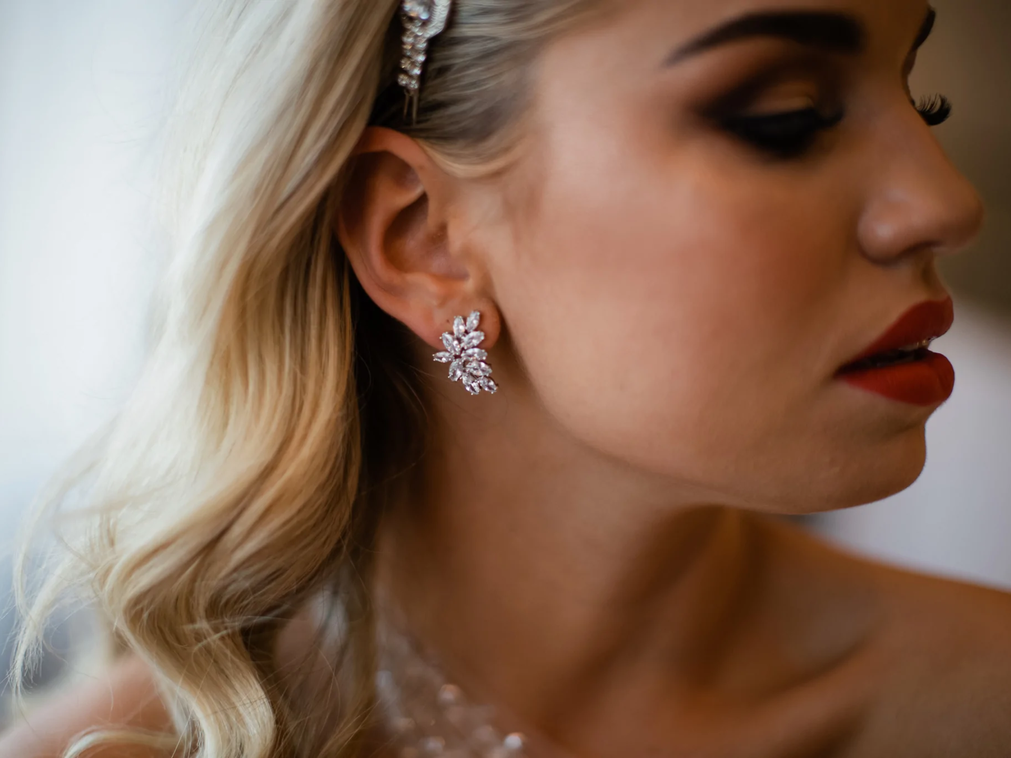 Buy Blake - Crystal Cluster Bridal Stud Earrings online | The White Collection Australia