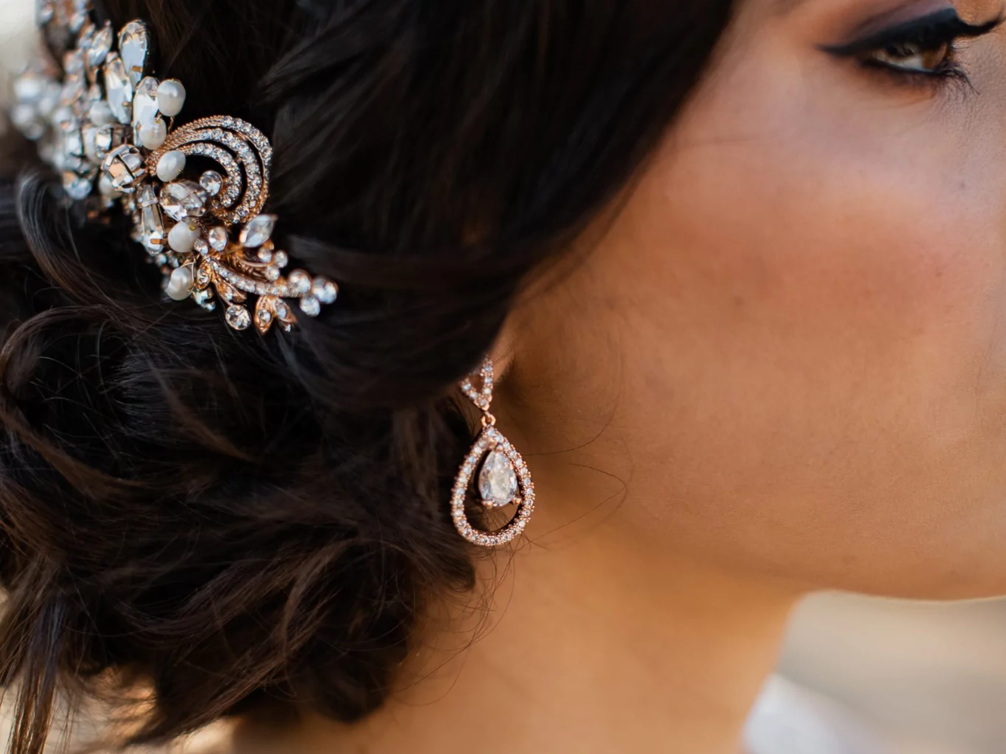 Buy Elisha - Crystal Teardrop Halo Bridal Earrings online | The White Collection Australia