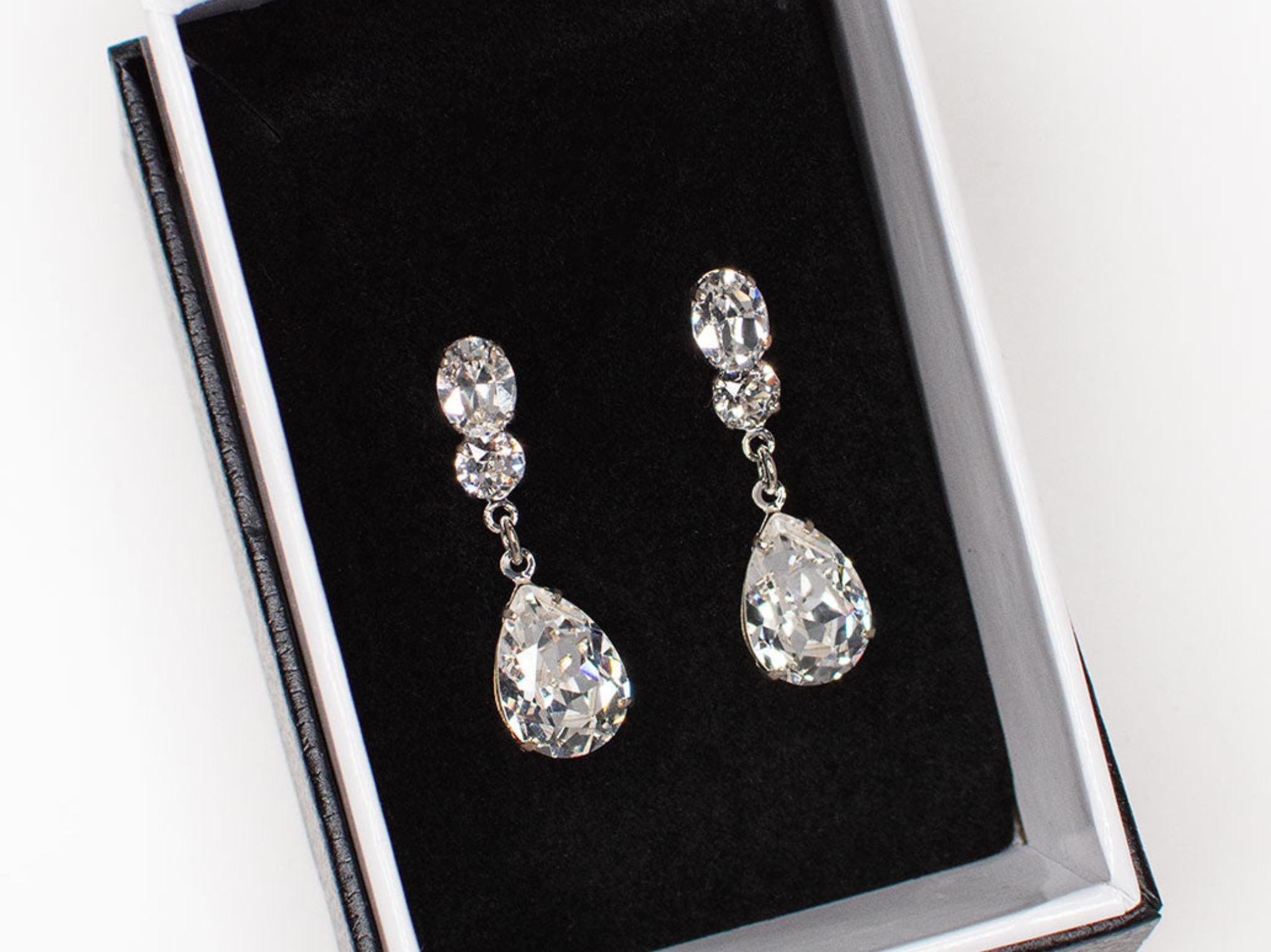 Buy Bianca - Swarovski Crystal Pear Drop Bridal Earrings online | The White Collection Australia