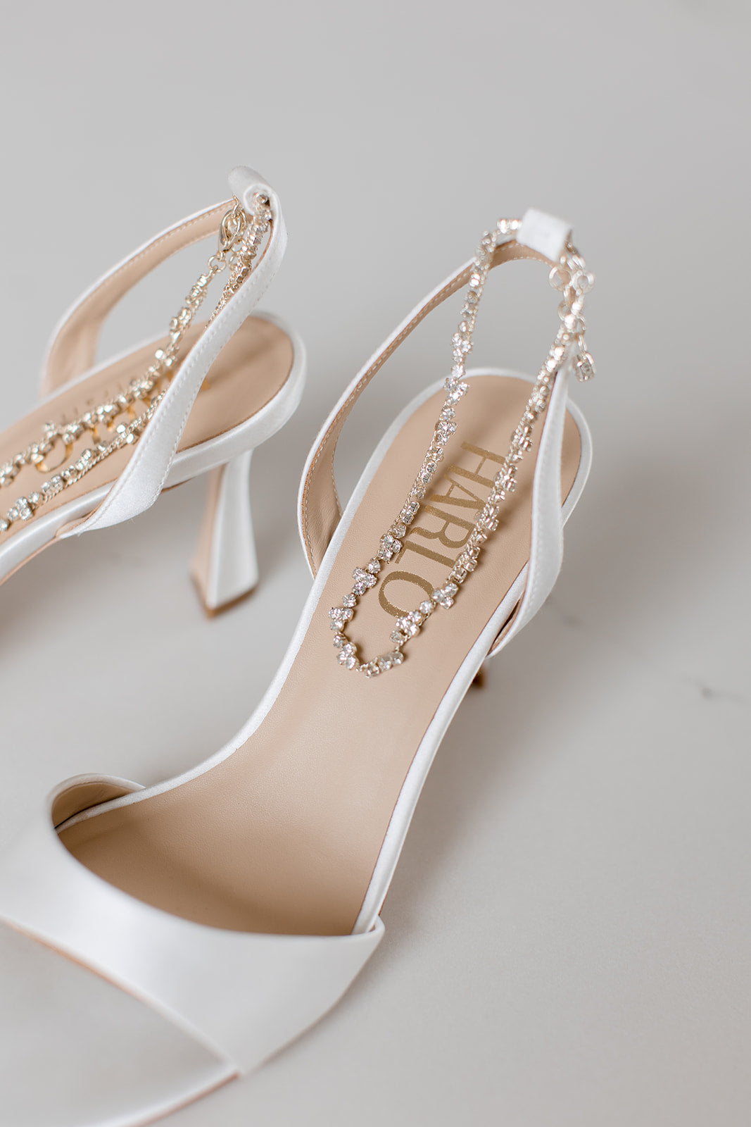 Buy Faye - Satin Open Toe Stiletto With Ankle Bracelet - Soft White online | The White Collection Australia