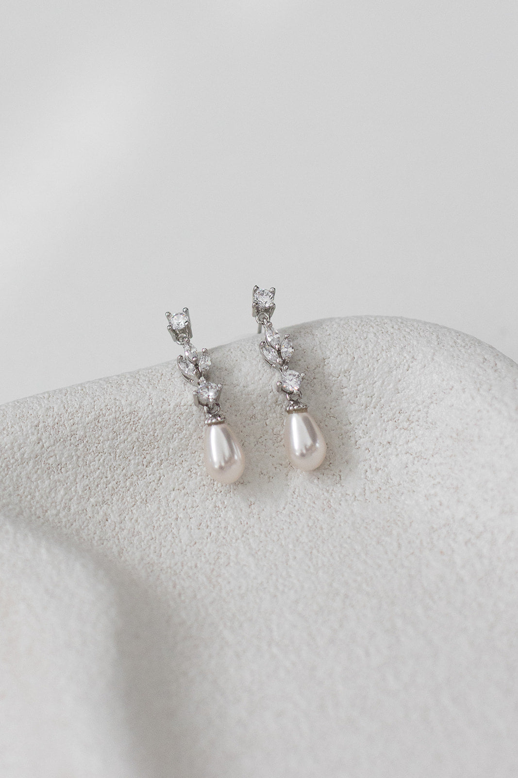 Buy Hazel - Delicate Pearl Drop Bridal Earrings online | The White Collection Australia