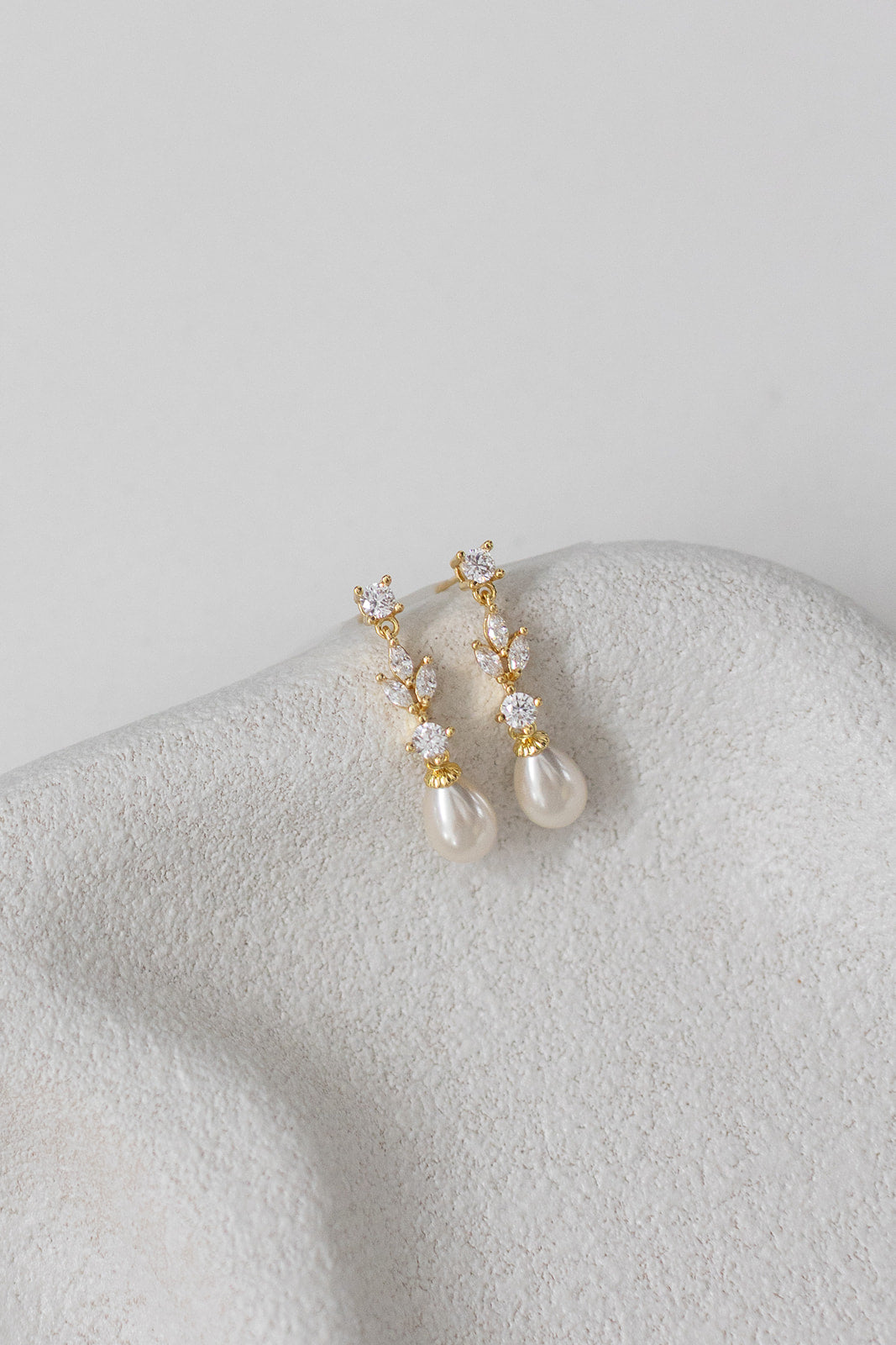 Buy Hazel - Delicate Pearl Drop Bridal Earrings online | The White Collection Australia