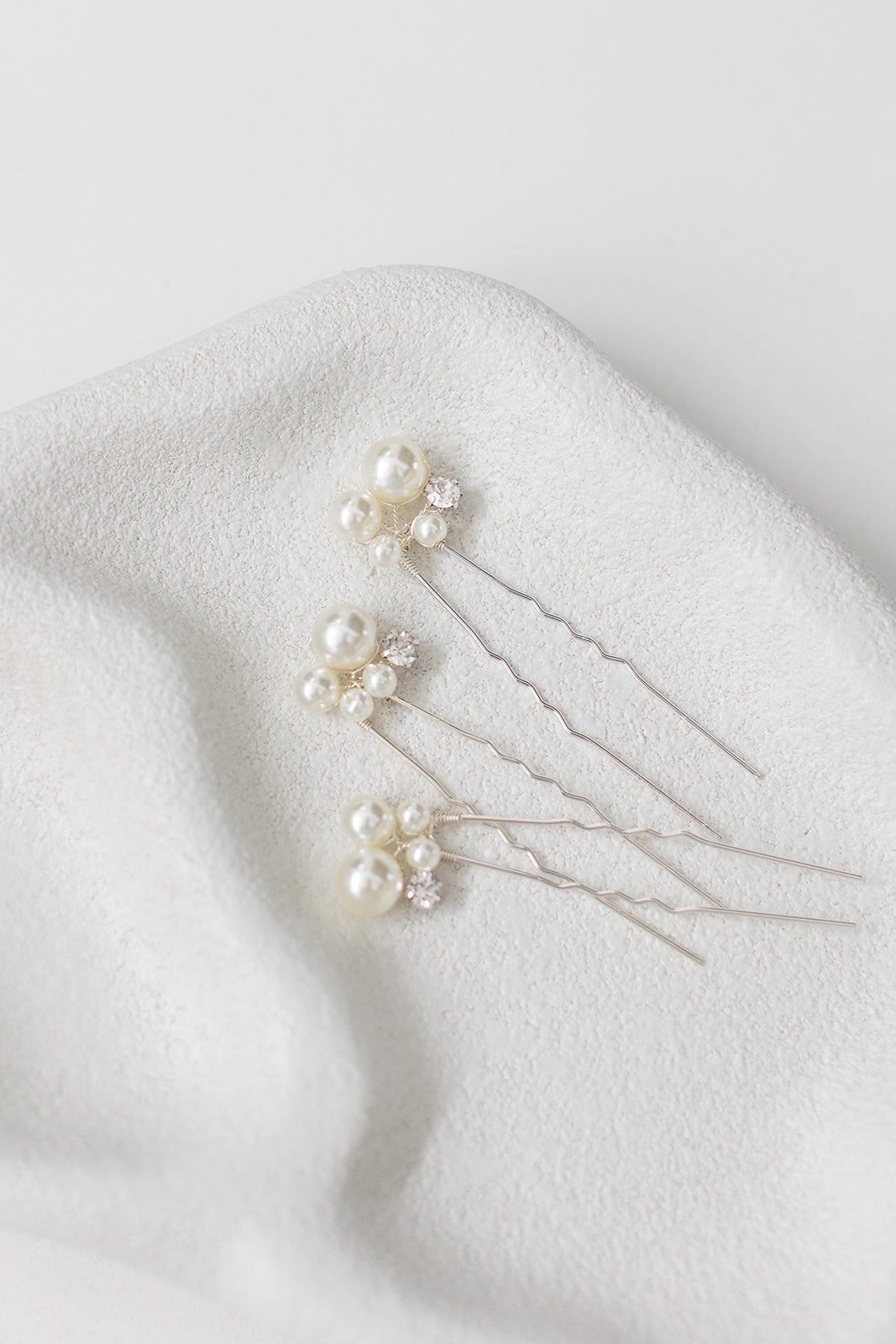 Penny - Pearl & Crystal Bridal Hair Pin Trio