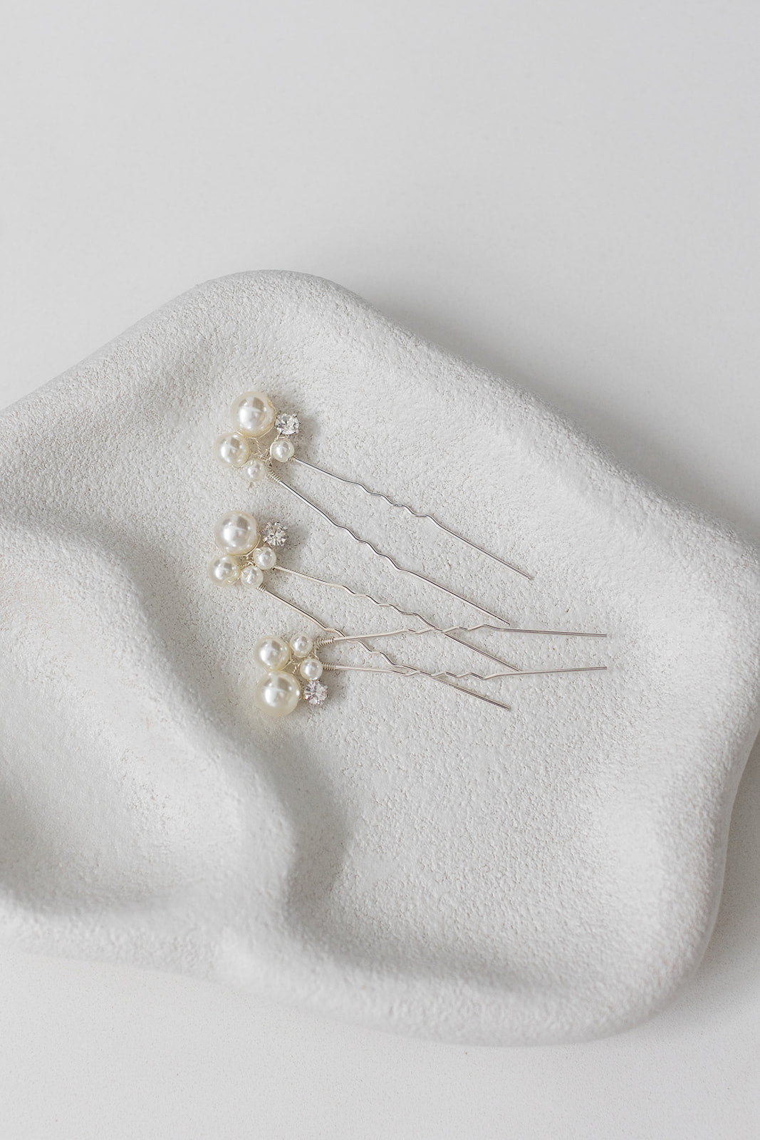 Penny - Pearl & Crystal Bridal Hair Pin Trio