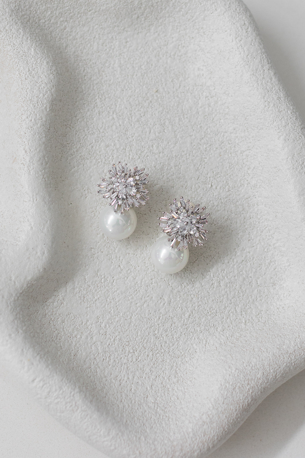 Ivy -  Statement Crystal Pearl Bridal Stud Earrings