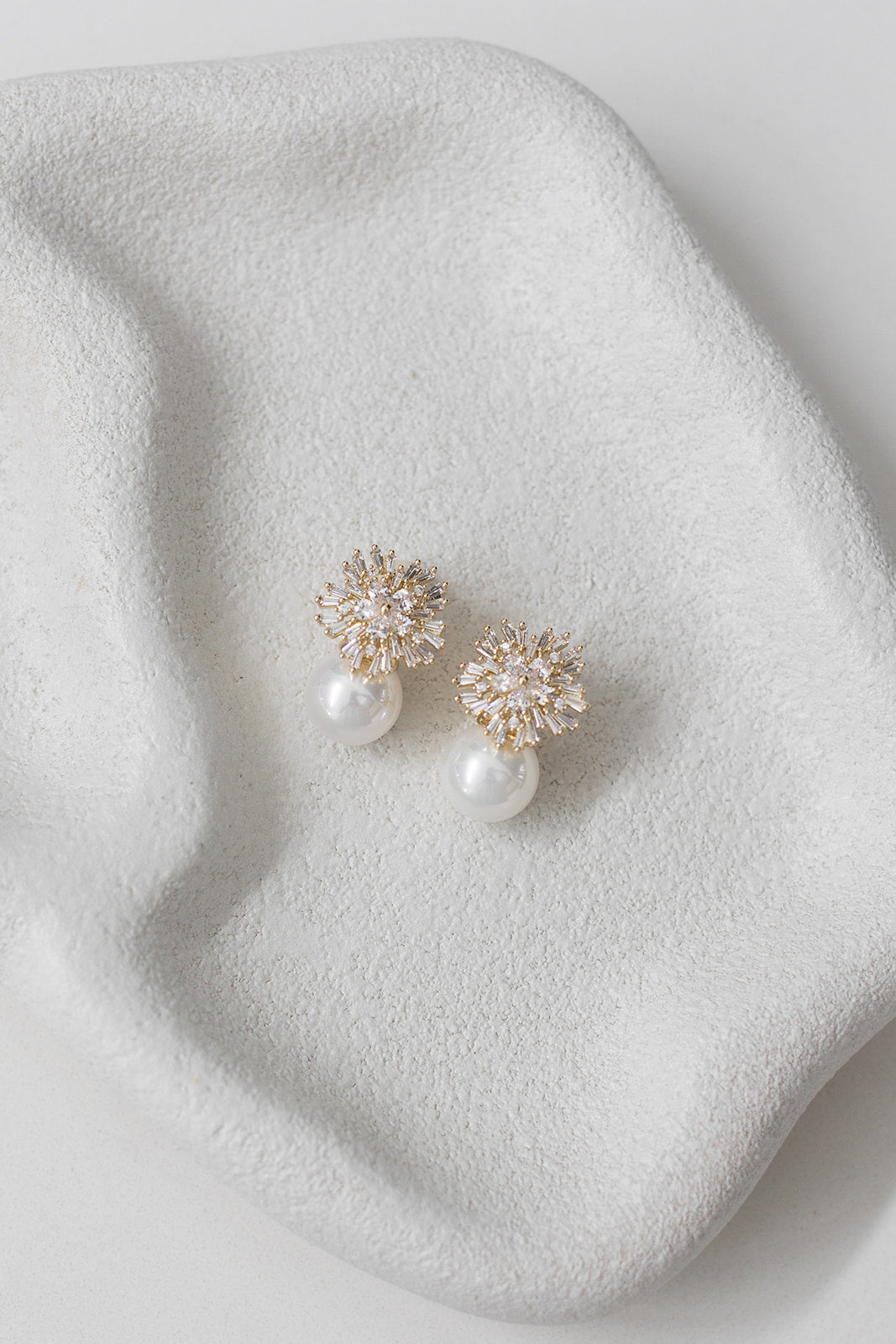 Ivy -  Statement Crystal Pearl Bridal Stud Earrings