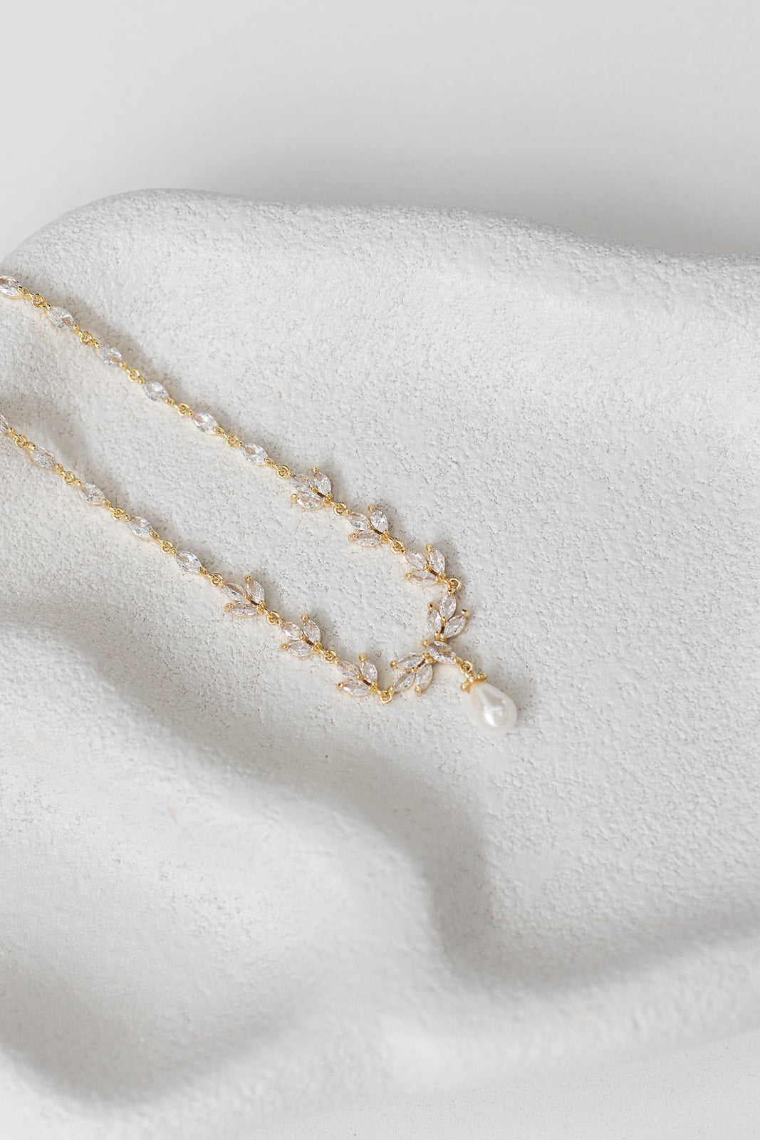 Buy Liliana - Delicate Crystal and Pearl Drop Bridal Necklace online | The White Collection Australia