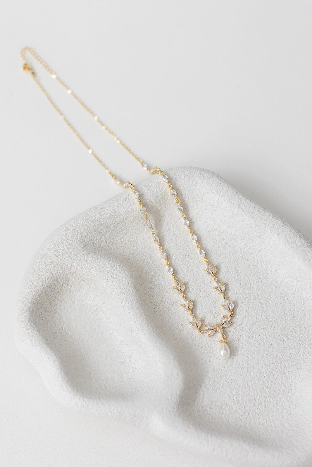 Buy Liliana - Delicate Crystal and Pearl Drop Bridal Necklace online | The White Collection Australia