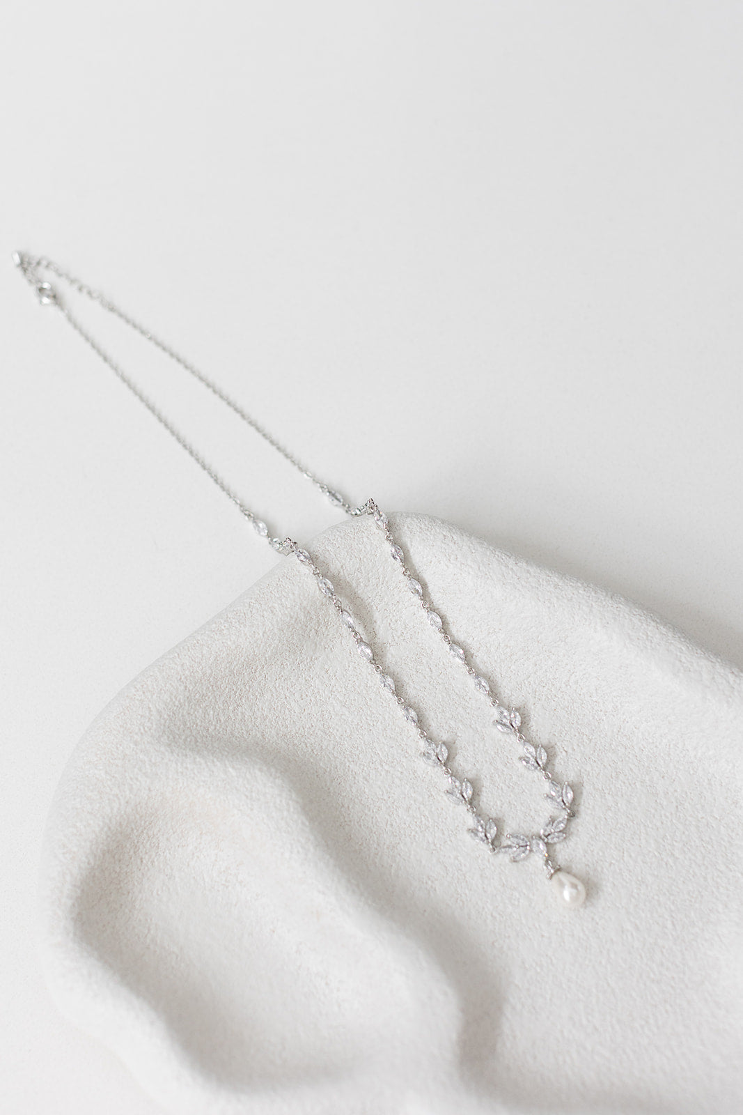 Buy Liliana - Delicate Crystal and Pearl Drop Bridal Necklace online | The White Collection Australia