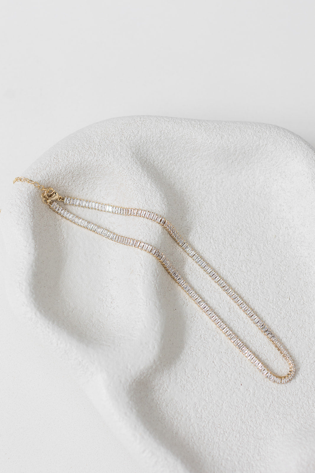 Sidney  - Classic Baguette Crystal Bridal Tennis Necklace