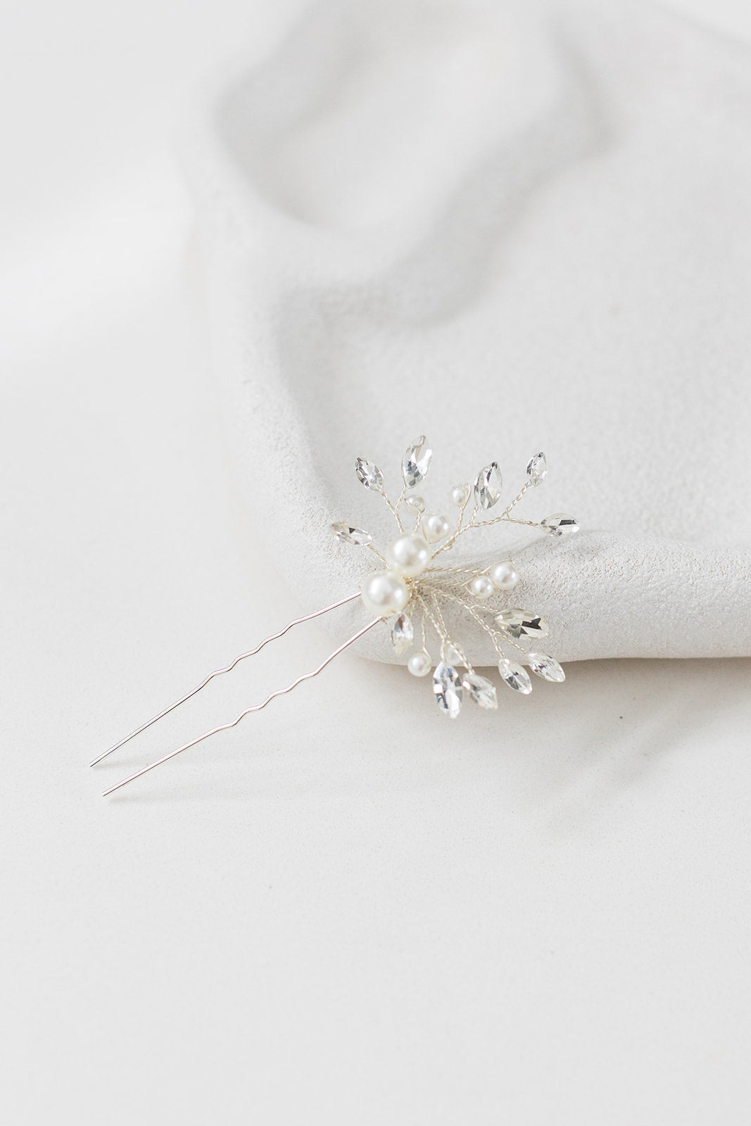 Buy Navette Crystal & Pearl Bridal Hair Pin Single online | The White Collection Australia
