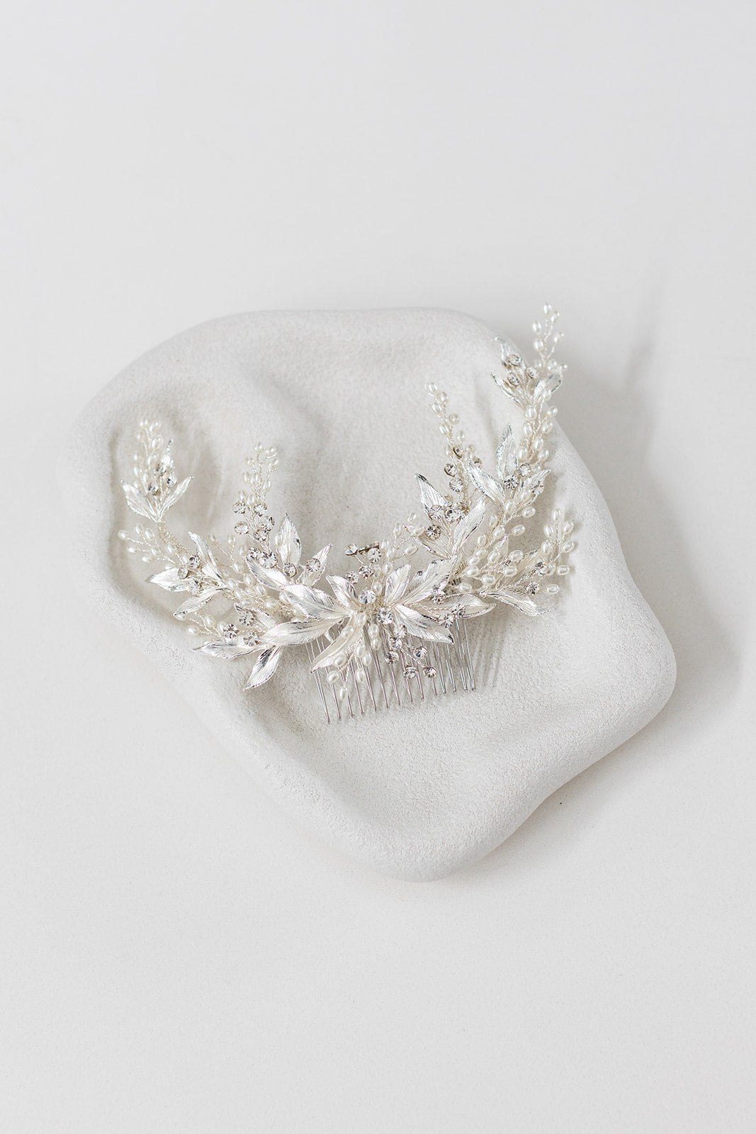 Buy Amelia - Statement Leaf Crystal Pearl Bridal Comb online | The White Collection Australia
