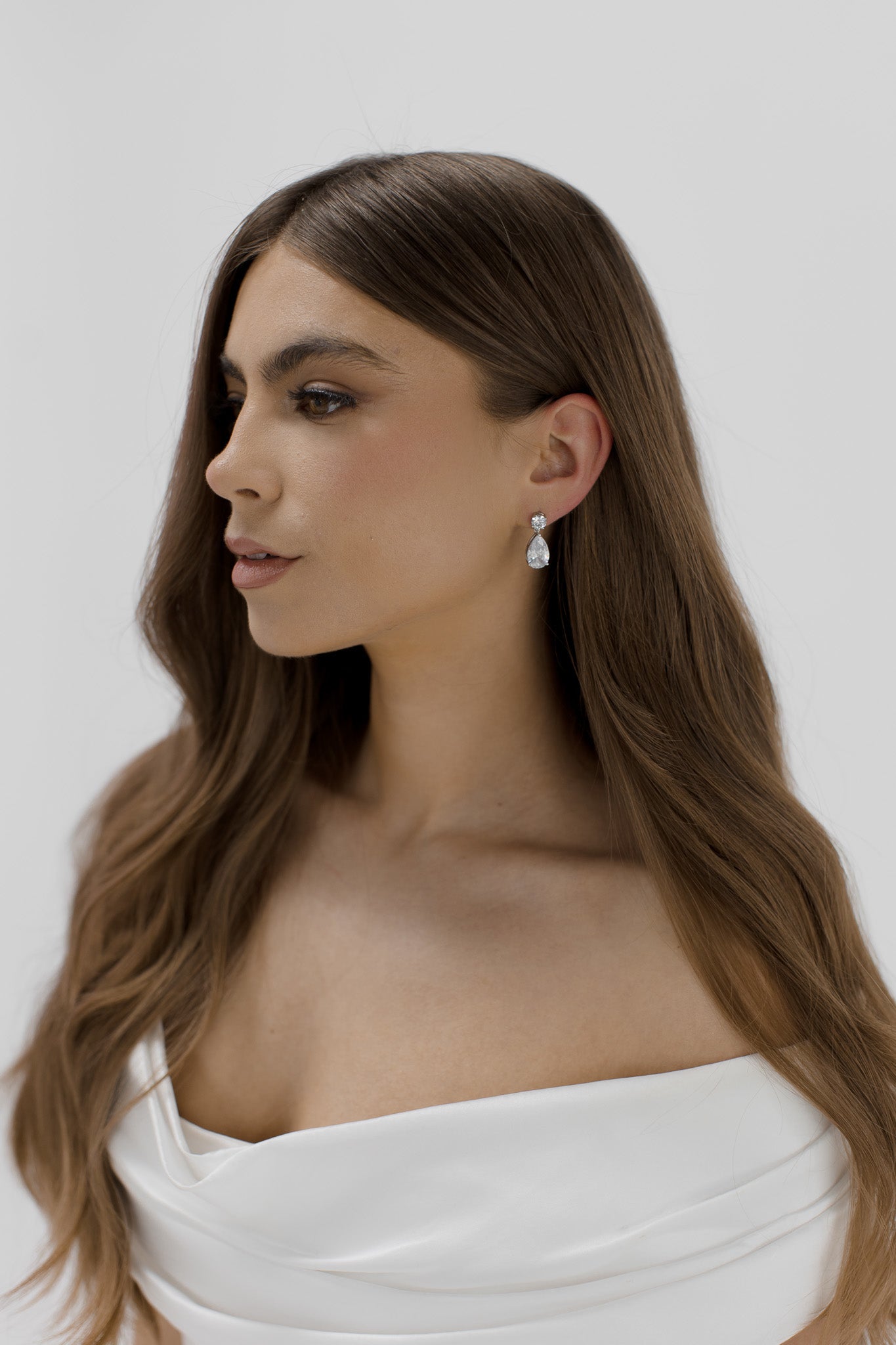 Buy Claire - Classic Pear Crystal Bridal Drop Earrings online | The White Collection Australia