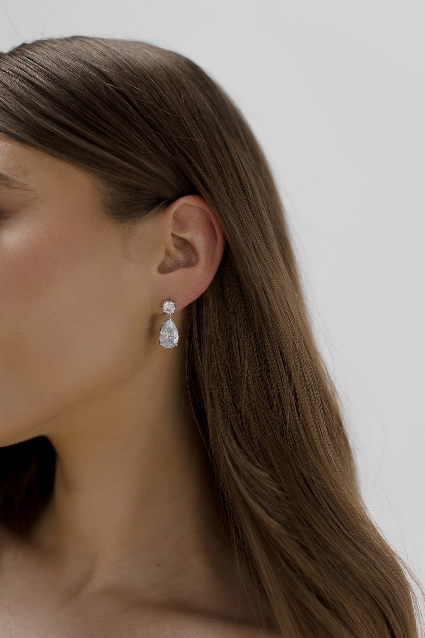 Buy Claire - Classic Pear Crystal Bridal Drop Earrings online | The White Collection Australia