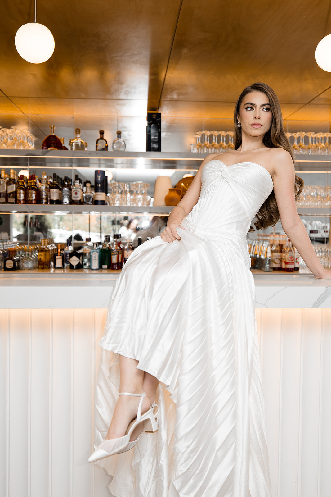 Farah -  Tulle & Satin Pointed Toe Low Block Heel - Soft White