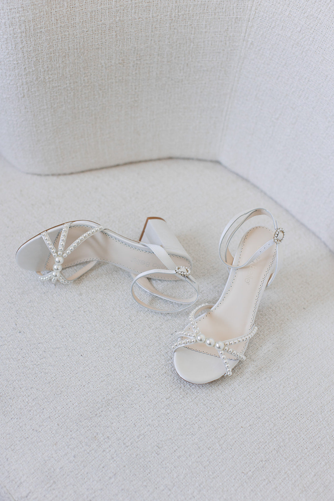 Lilia - Ivory Open-Toe Strappy Pearl Block Heels