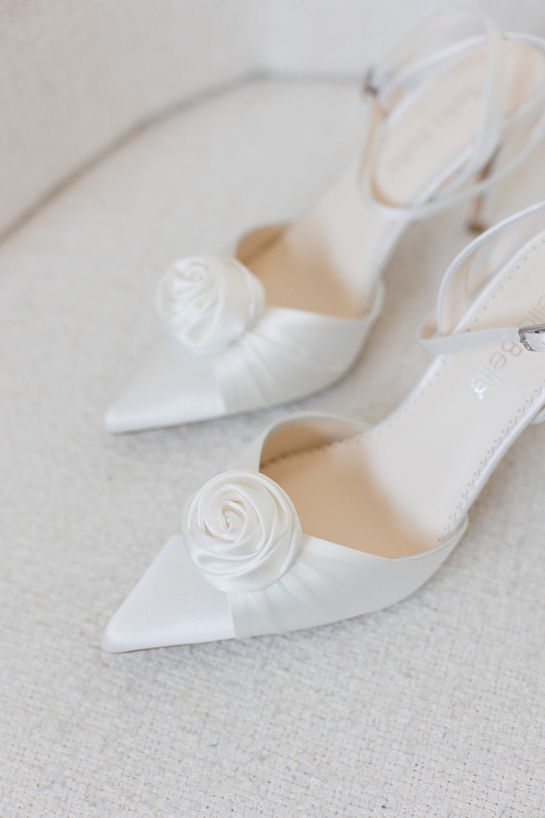 Buy Noelle - Ivory Pointed Toe Rosette Ivory Flower Heels online | The White Collection Australia