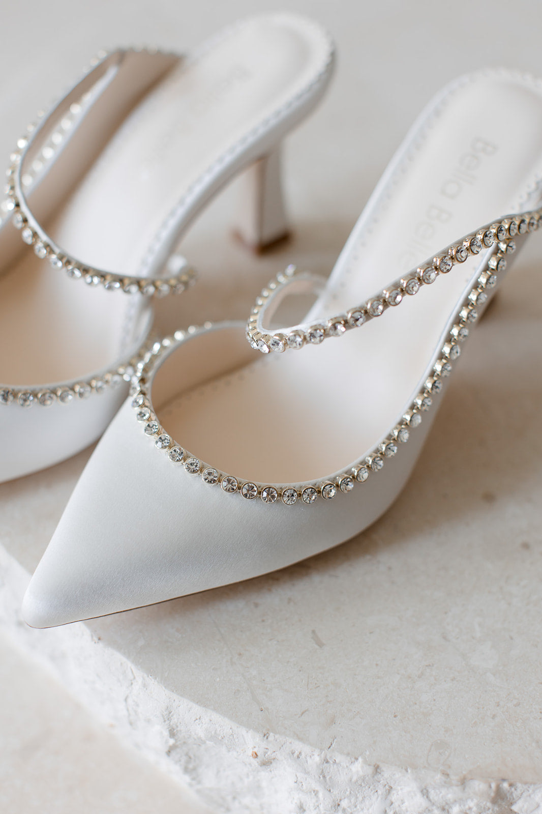 Buy Hadley - Ivory Bridal Mules with Crystal Strap online | The White Collection Australia