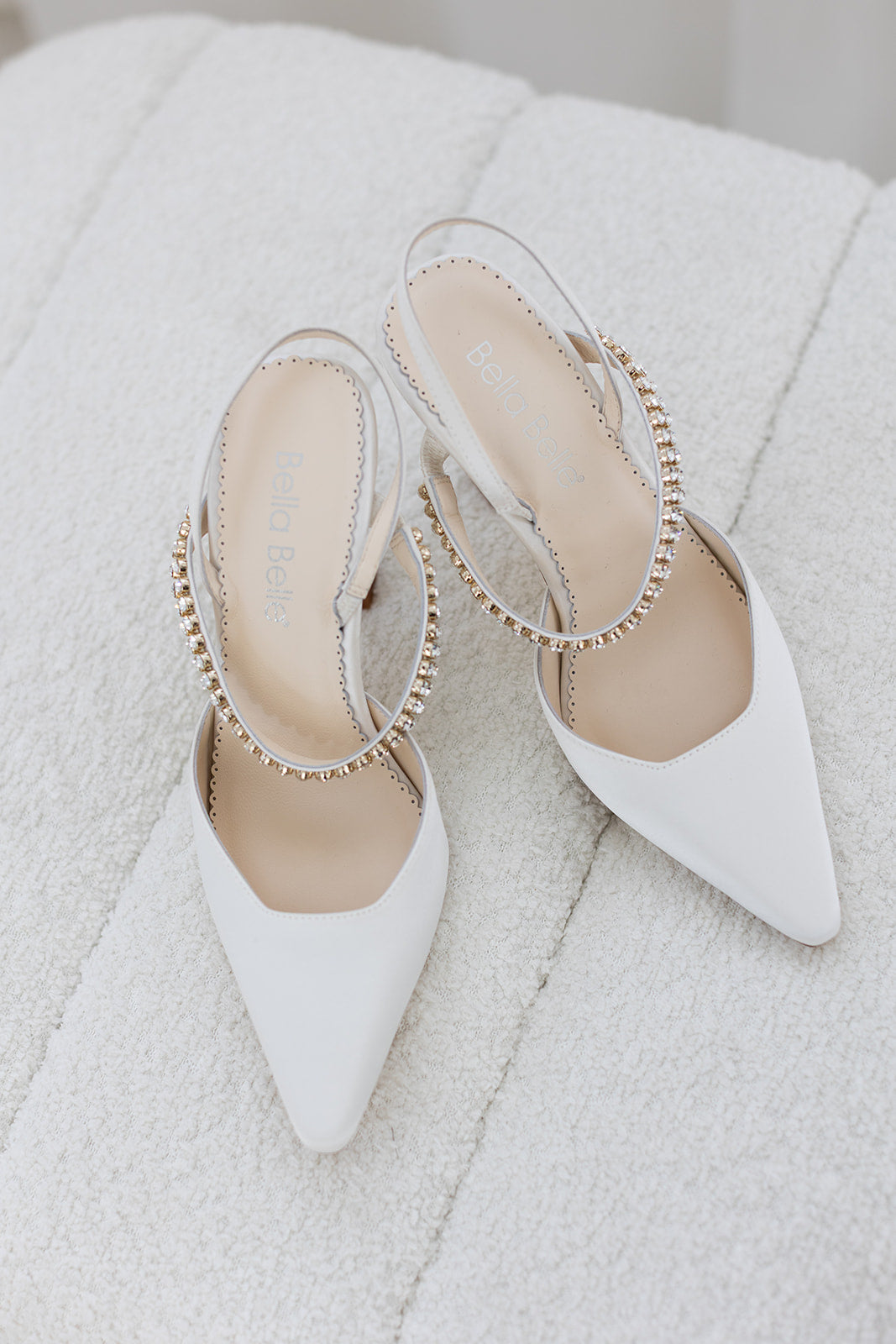 Buy Campbell - Crystal Strap Spool Heel Slingbacks - Ivory online | The White Collection Australia