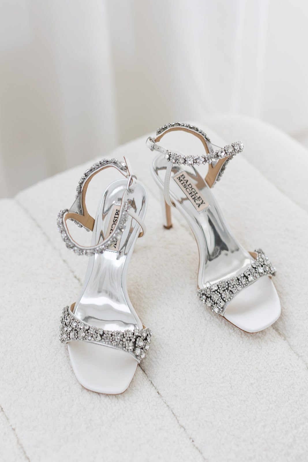 Galia - Crystal Ankle Strap Evening Heels - White