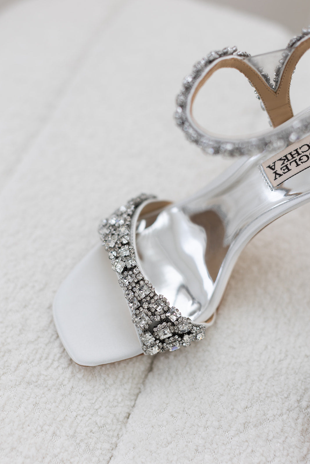 Galia - Crystal Ankle Strap Evening Heels - White