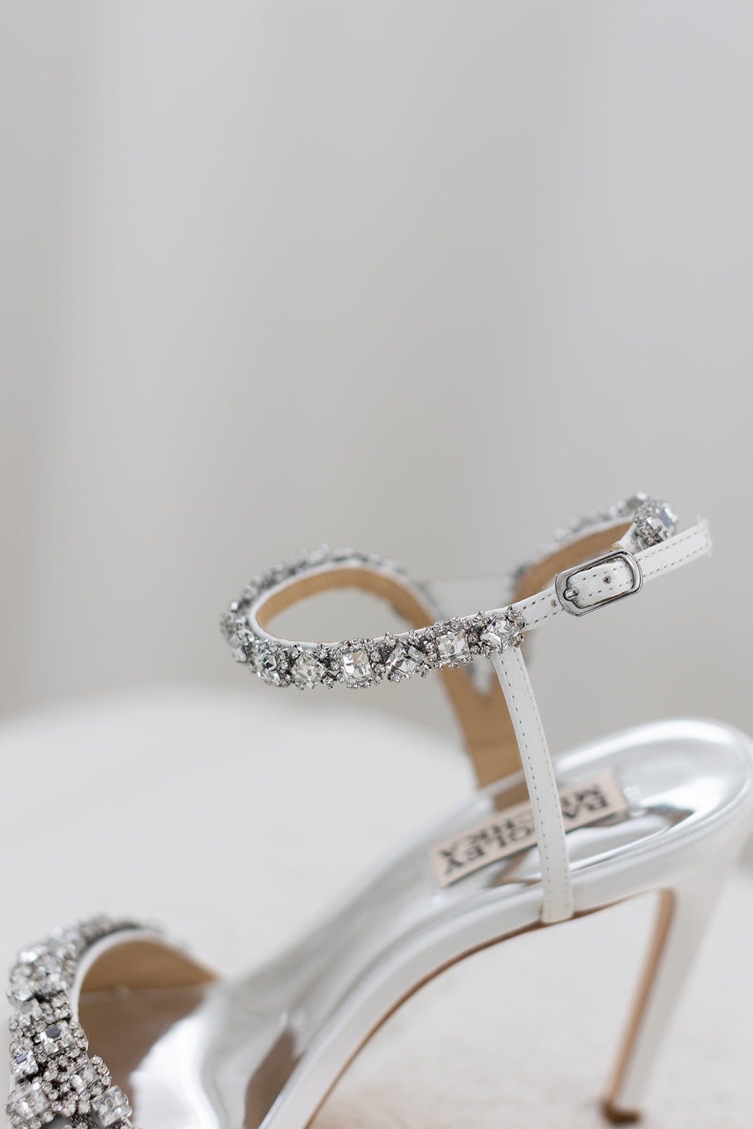 Galia - Crystal Ankle Strap Evening Heels - White