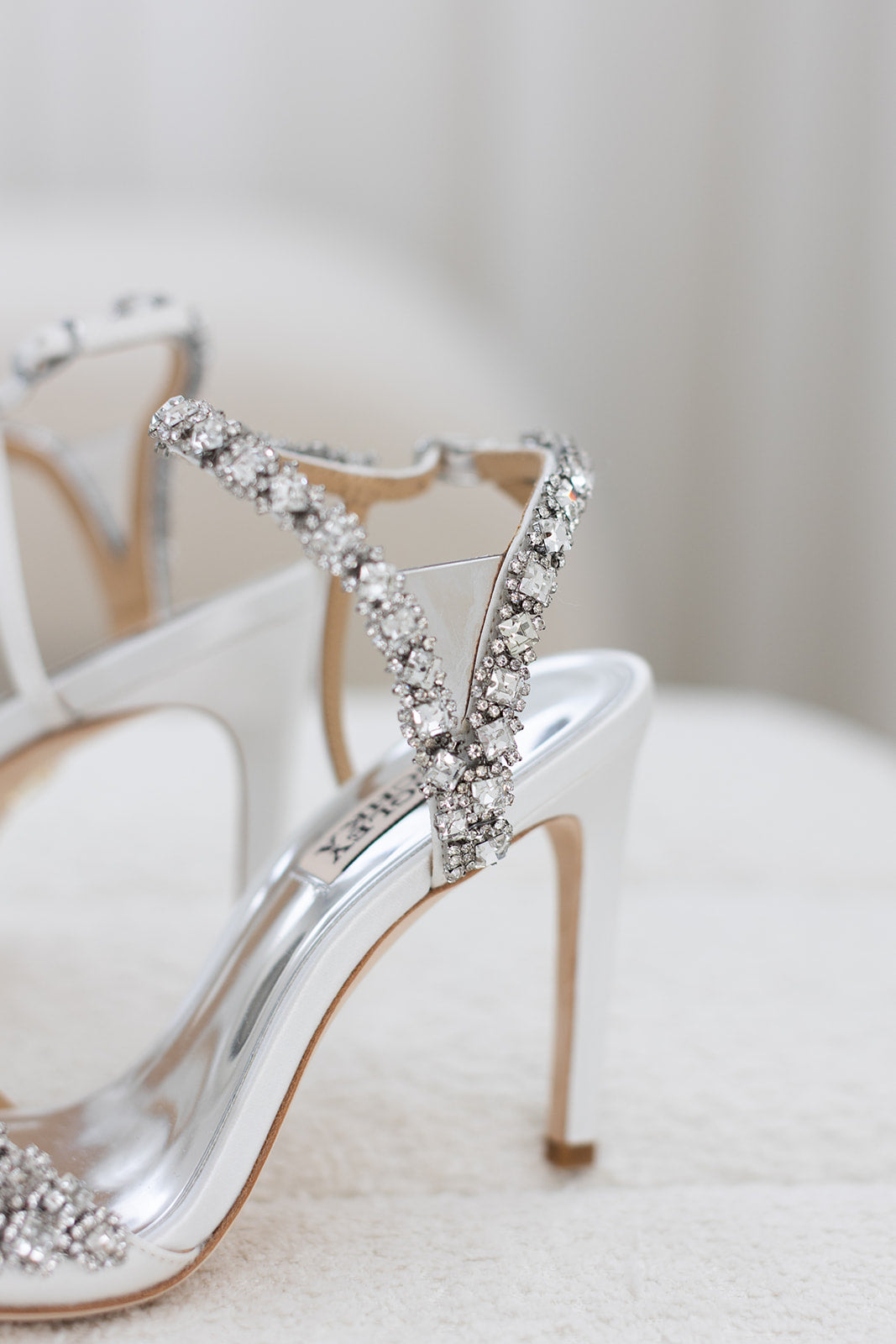 Galia - Crystal Ankle Strap Evening Heels - White