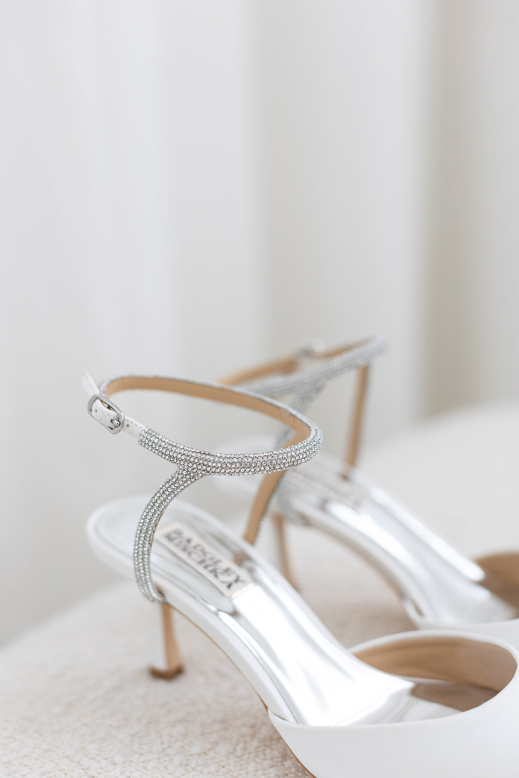 Buy Autumn - Crystal Ankle Strap Kitten Heel Pumps - White online | The White Collection Australia